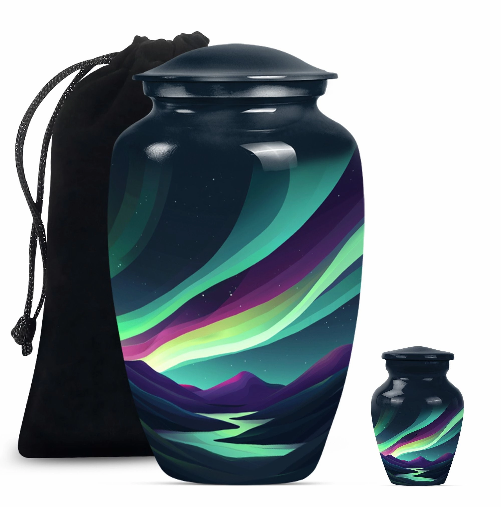 Northern Lights Resplendence - Elegant Memorial Urn for Ashes