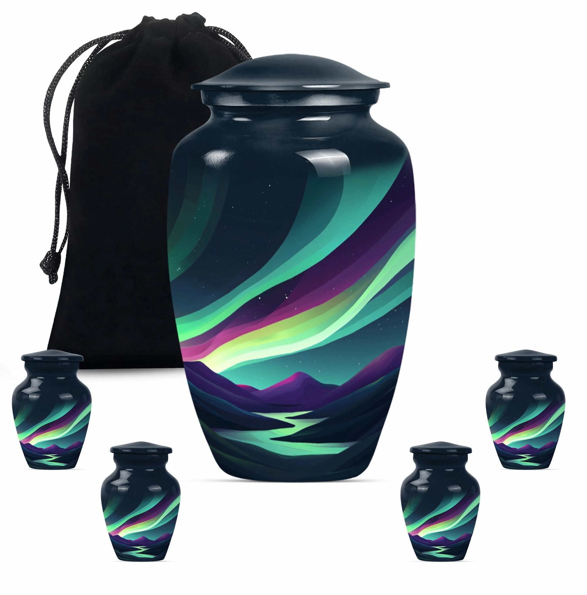 Northern Lights Resplendence - Elegant Memorial Urn for Ashes
