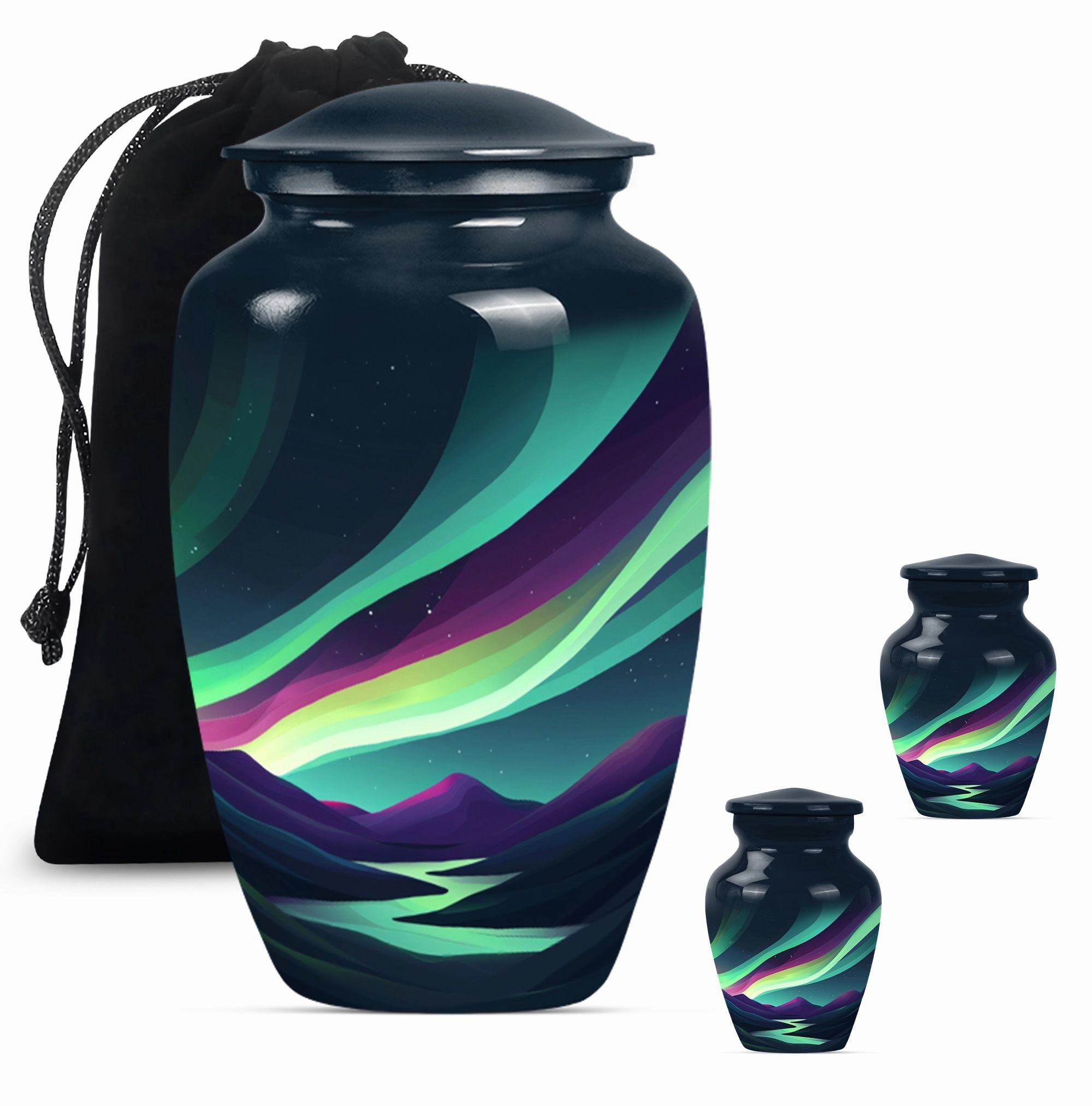 Northern Lights Resplendence - Elegant Memorial Urn for Ashes