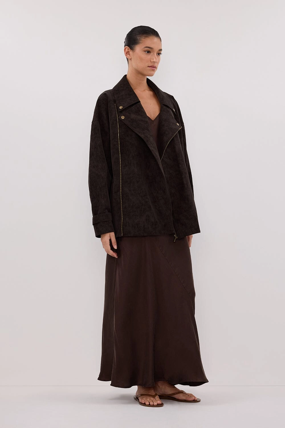 OAKLAND CHOC OVERSIZED FAUX SUEDE JACKET