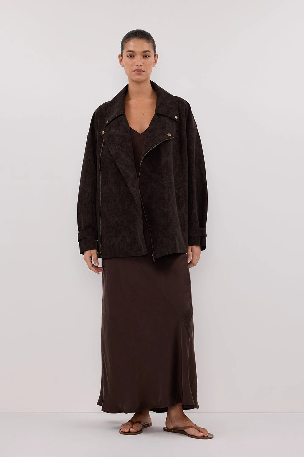 OAKLAND CHOC OVERSIZED FAUX SUEDE JACKET