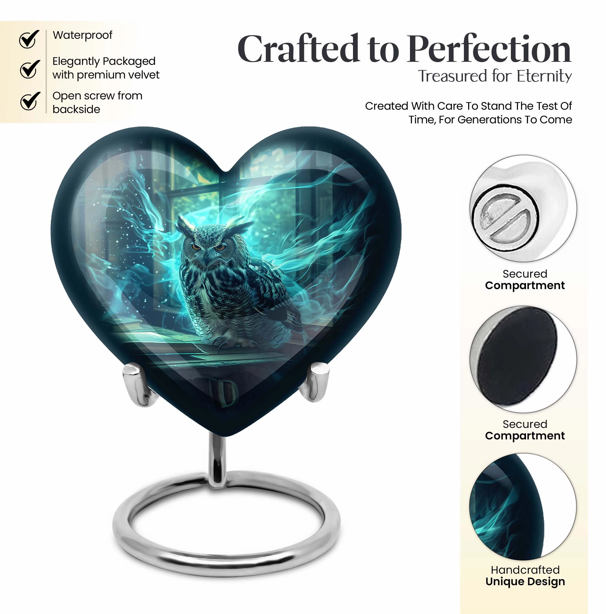 Owl Memorial Cremation Keepsake - Personalized Male Urn