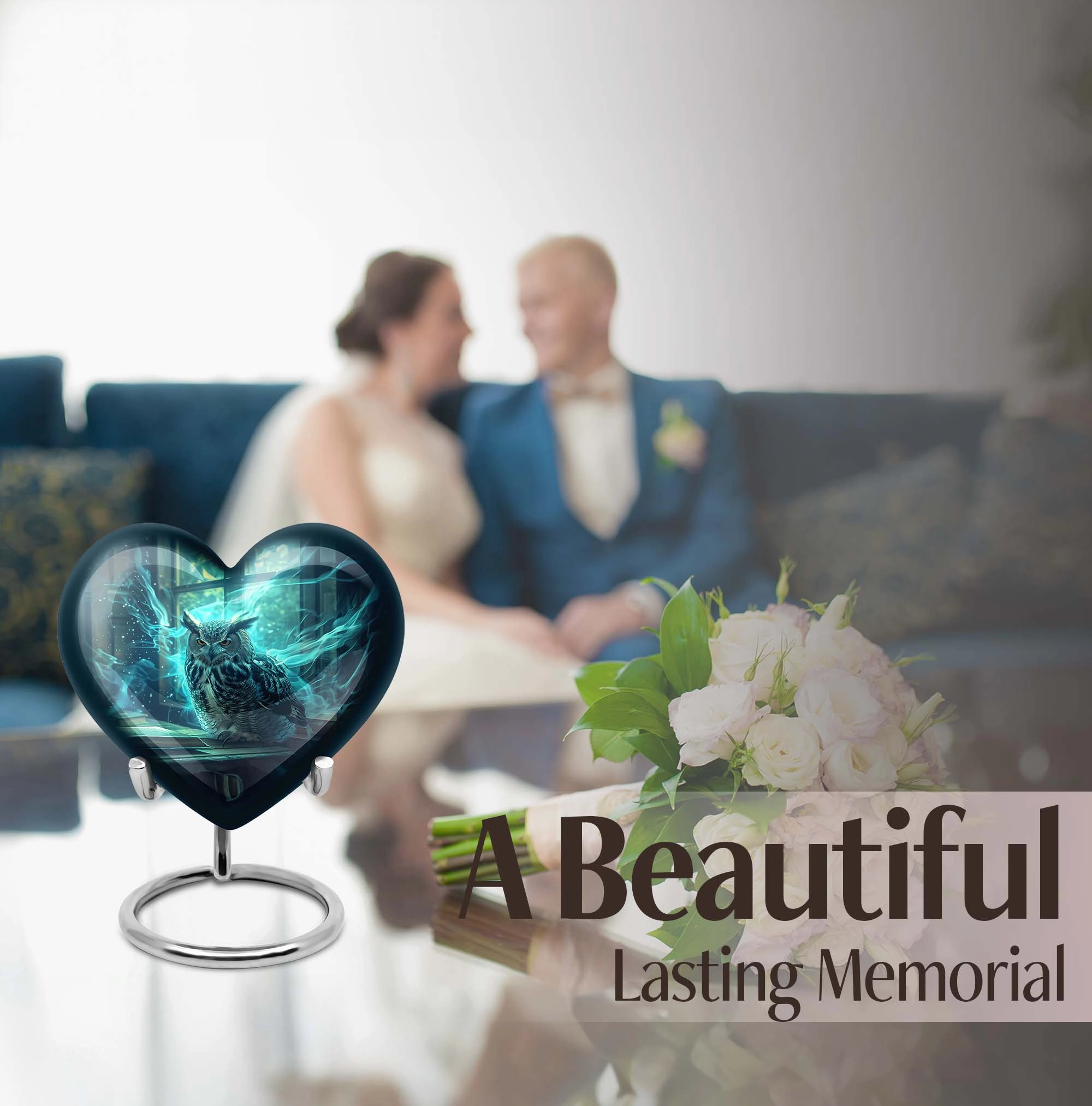 Owl Memorial Cremation Keepsake - Personalized Male Urn