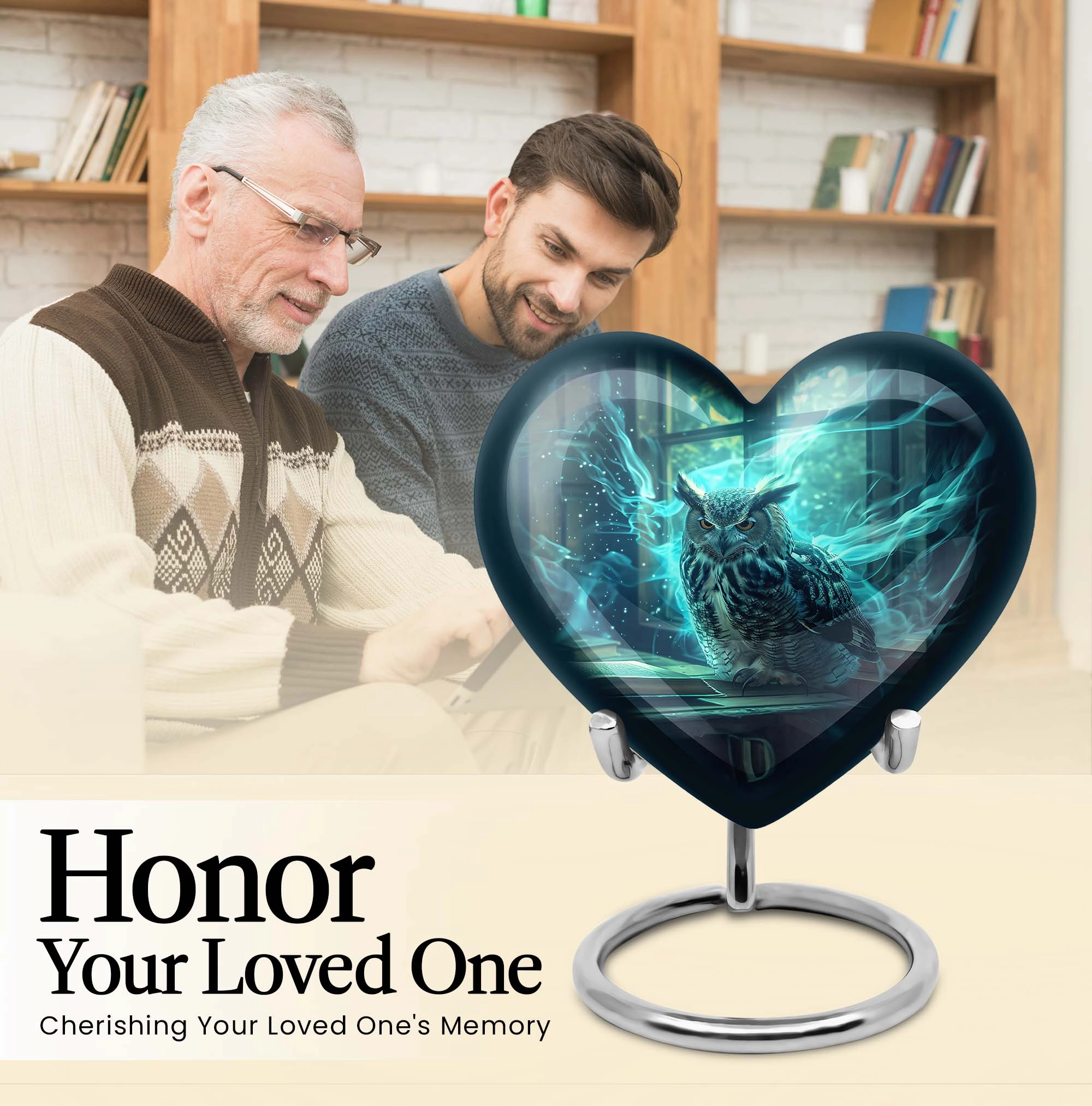 Owl Memorial Cremation Keepsake - Personalized Male Urn