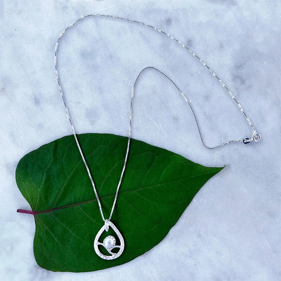 Pearl On a Branch Necklace - Sterling Silver, Indonesia