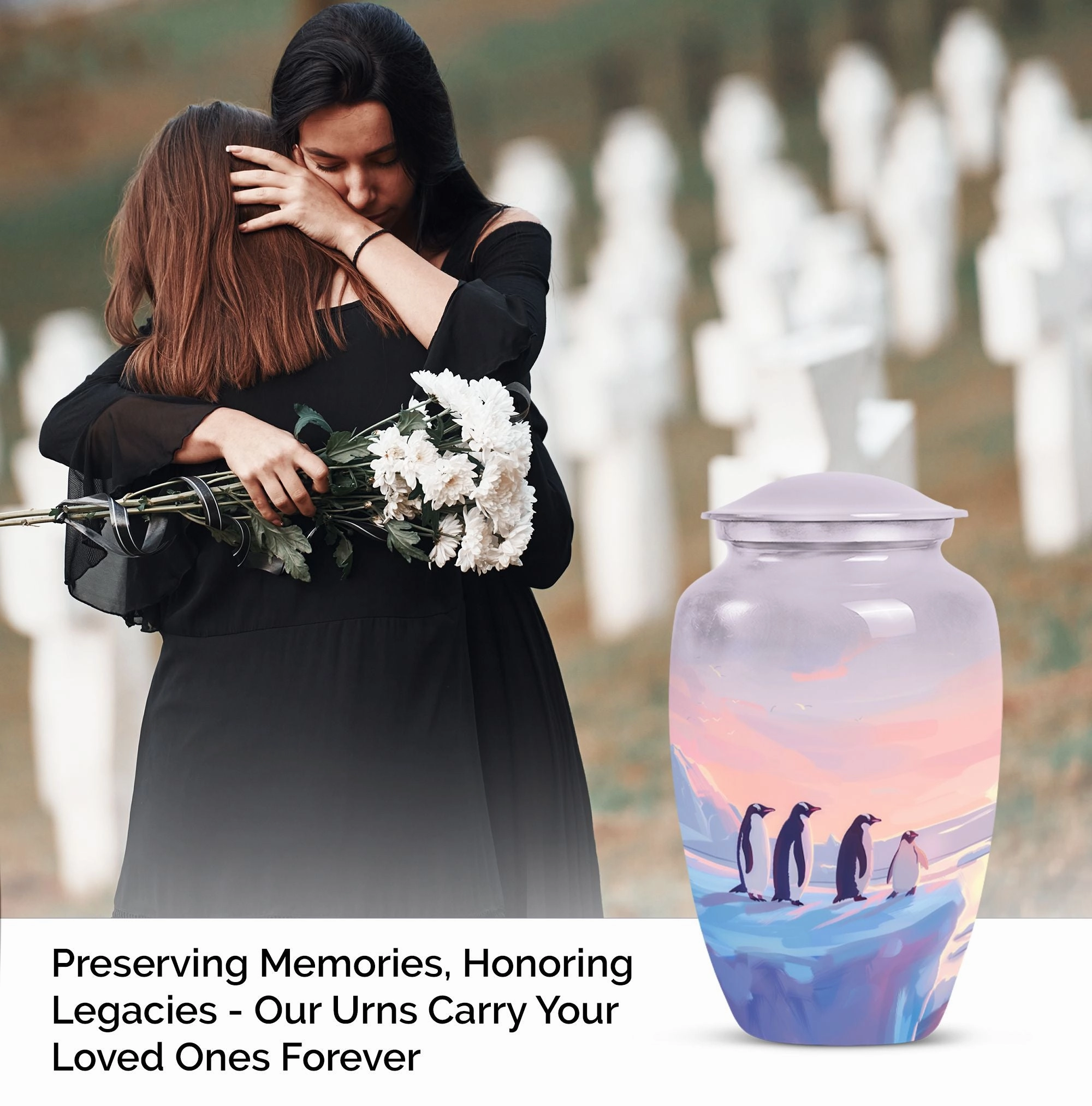 Penguin Theme Cremation Urn - Unique Urn For Storing Dad Ashes