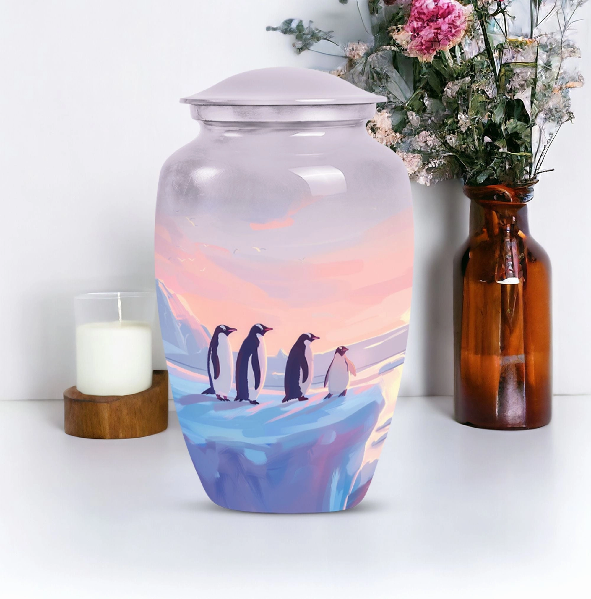 Penguin Theme Cremation Urn - Unique Urn For Storing Dad Ashes