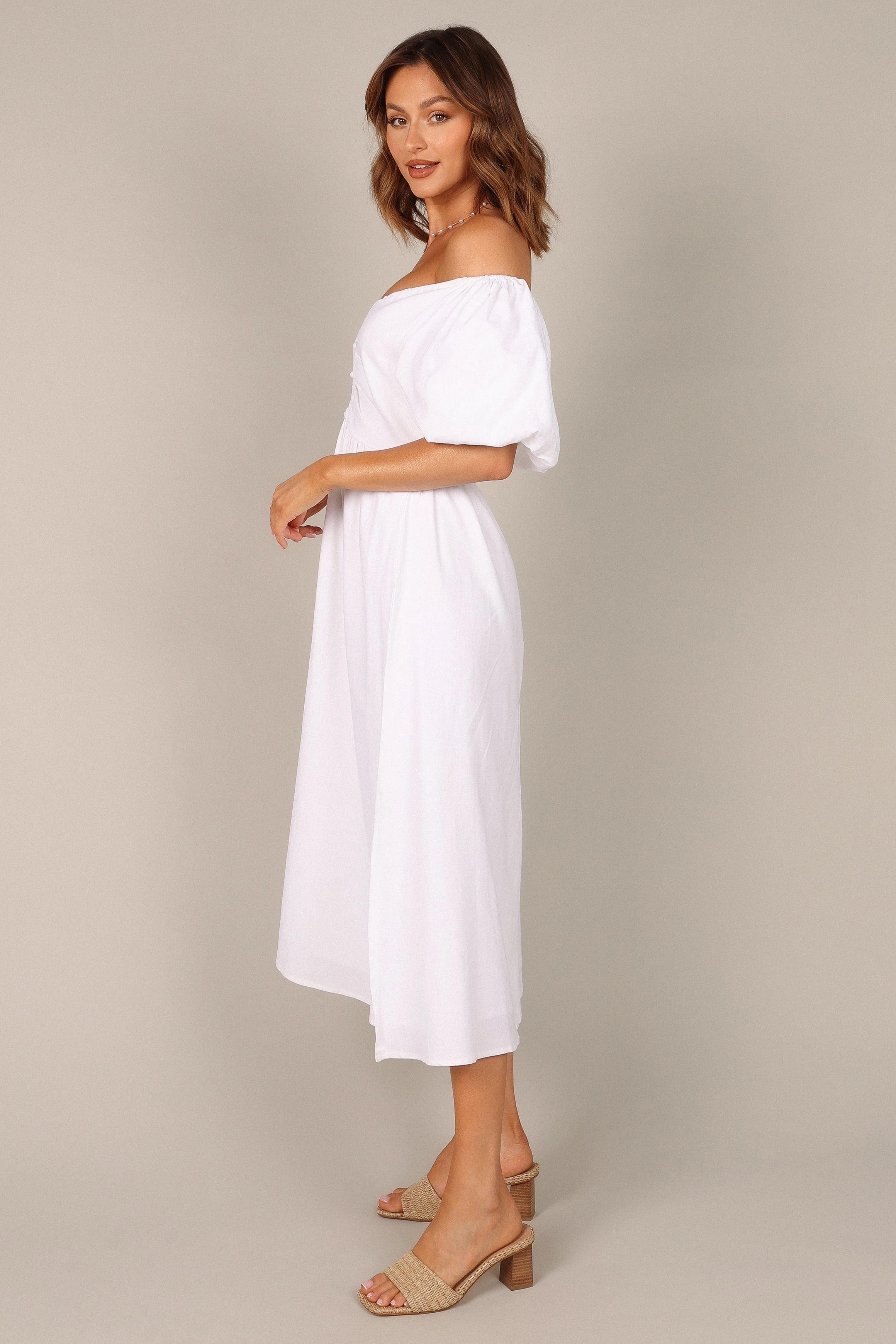 Percie Off Shoulder Dress - White