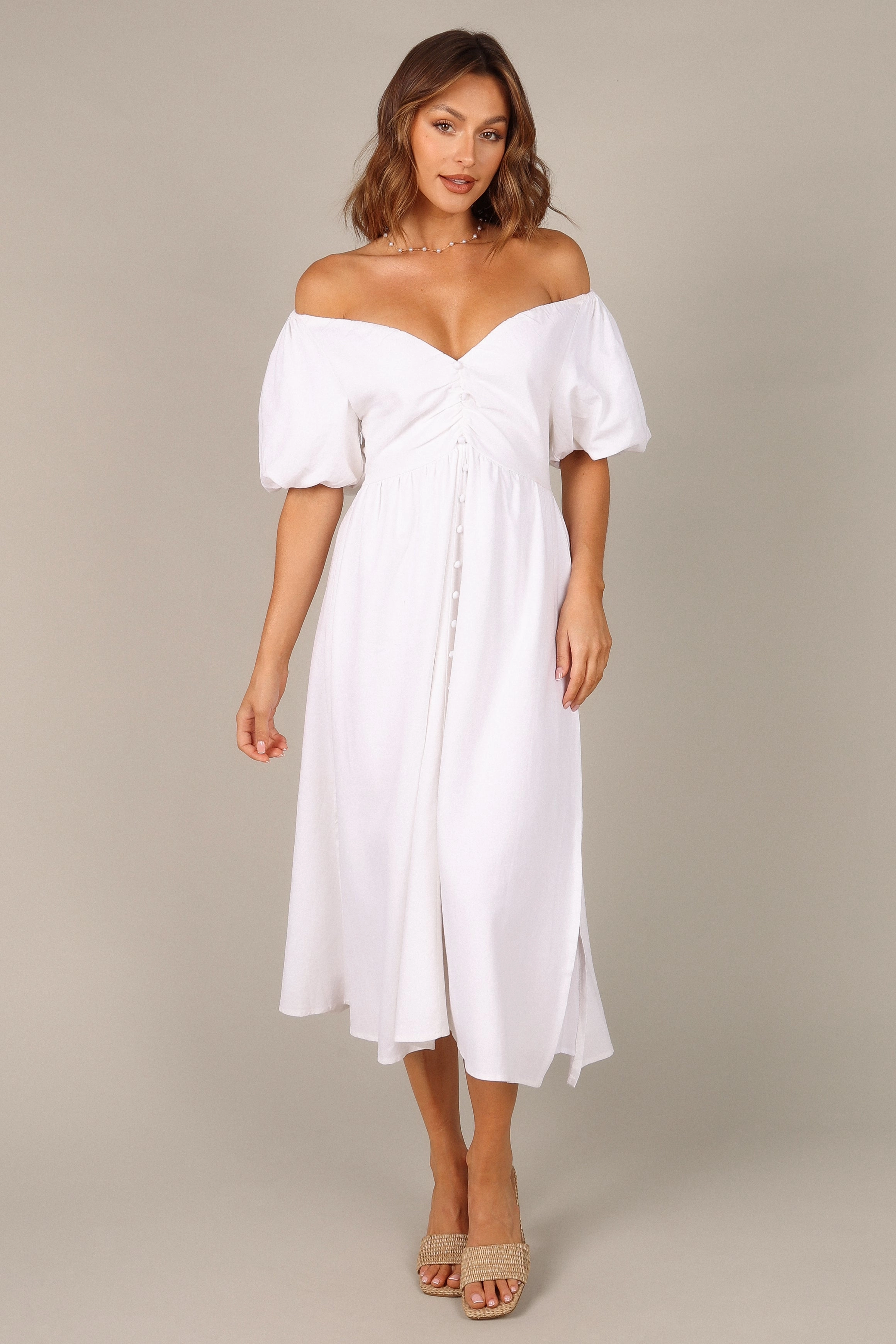 Percie Off Shoulder Dress - White