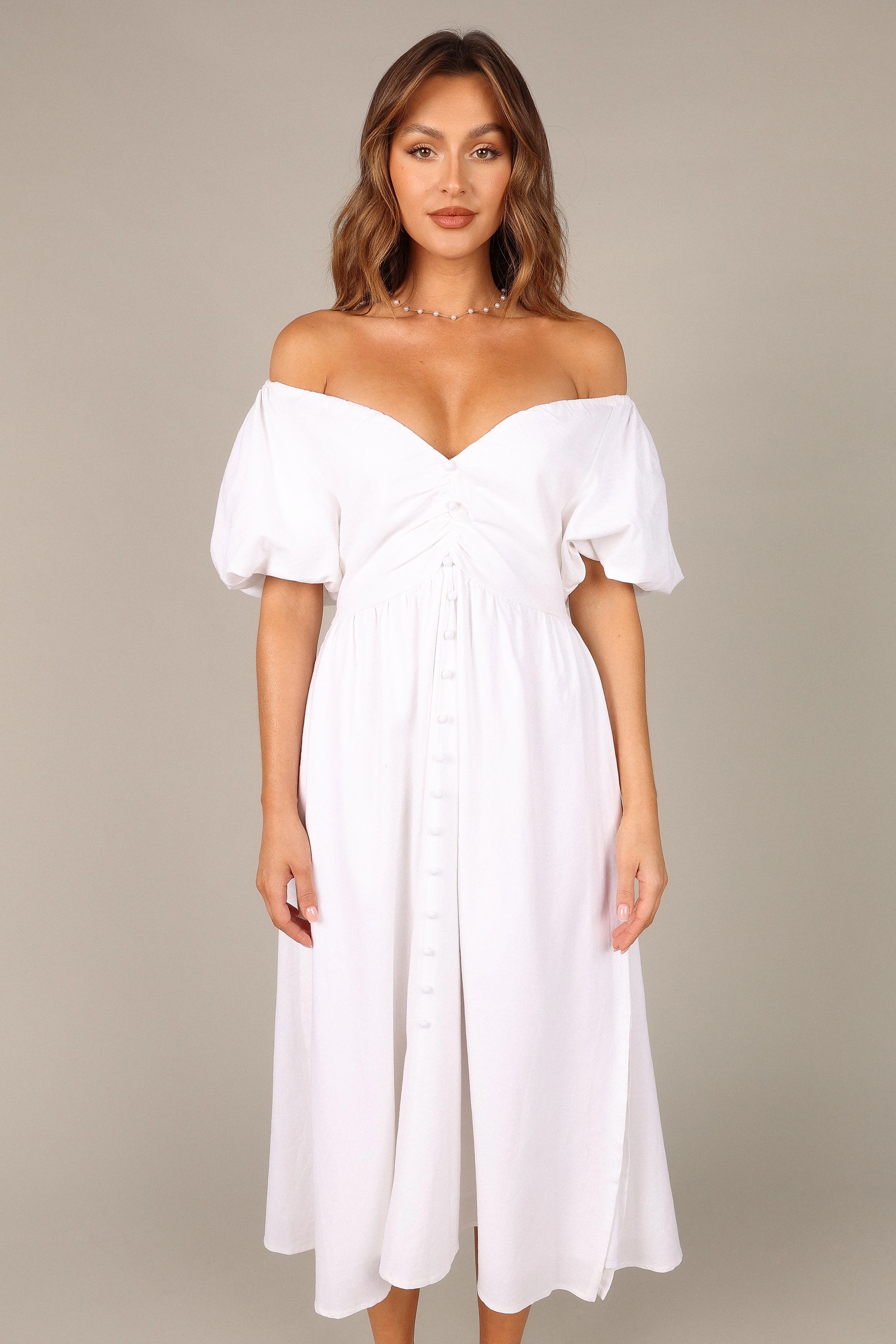 Percie Off Shoulder Dress - White