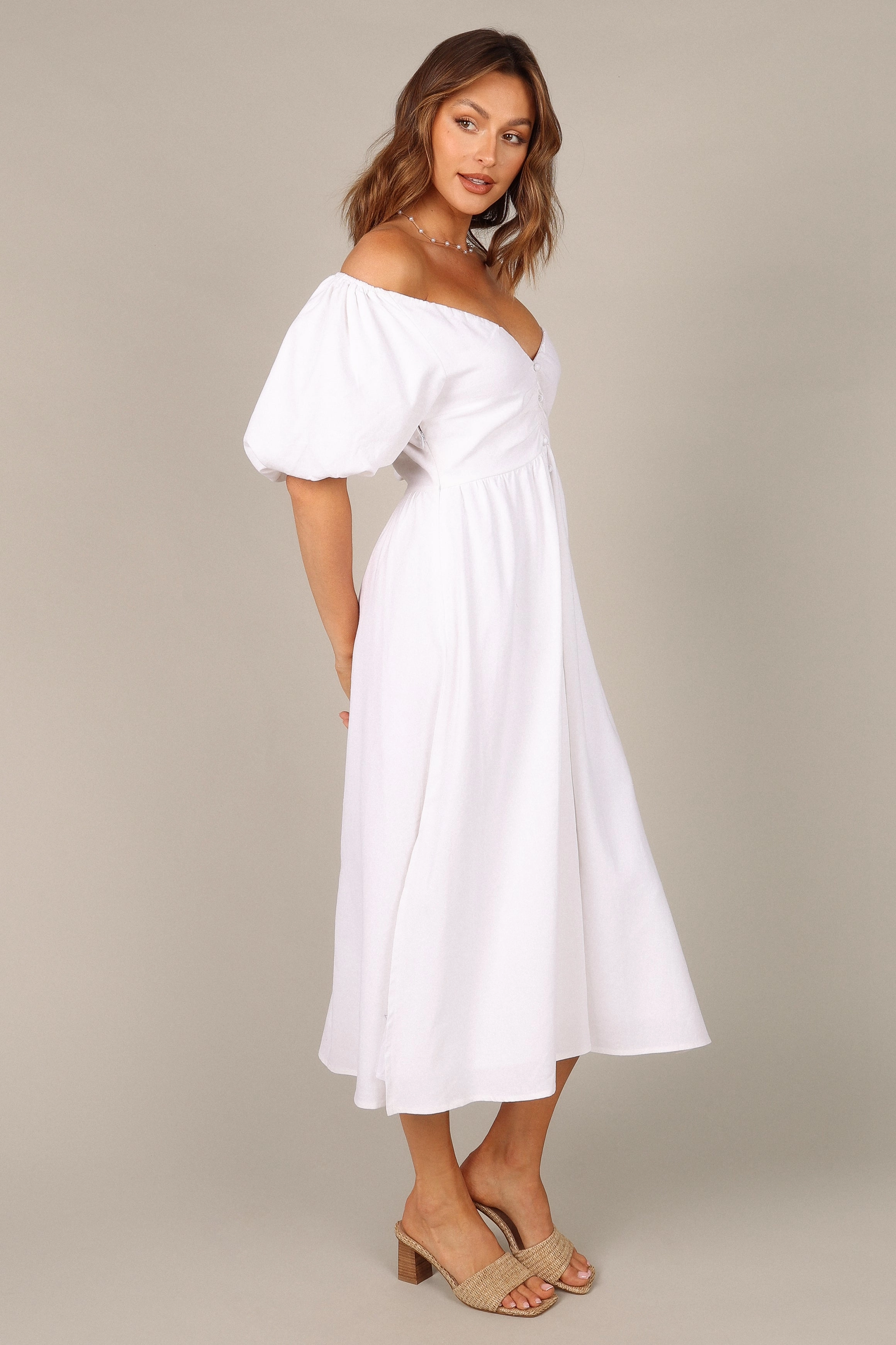 Percie Off Shoulder Dress - White