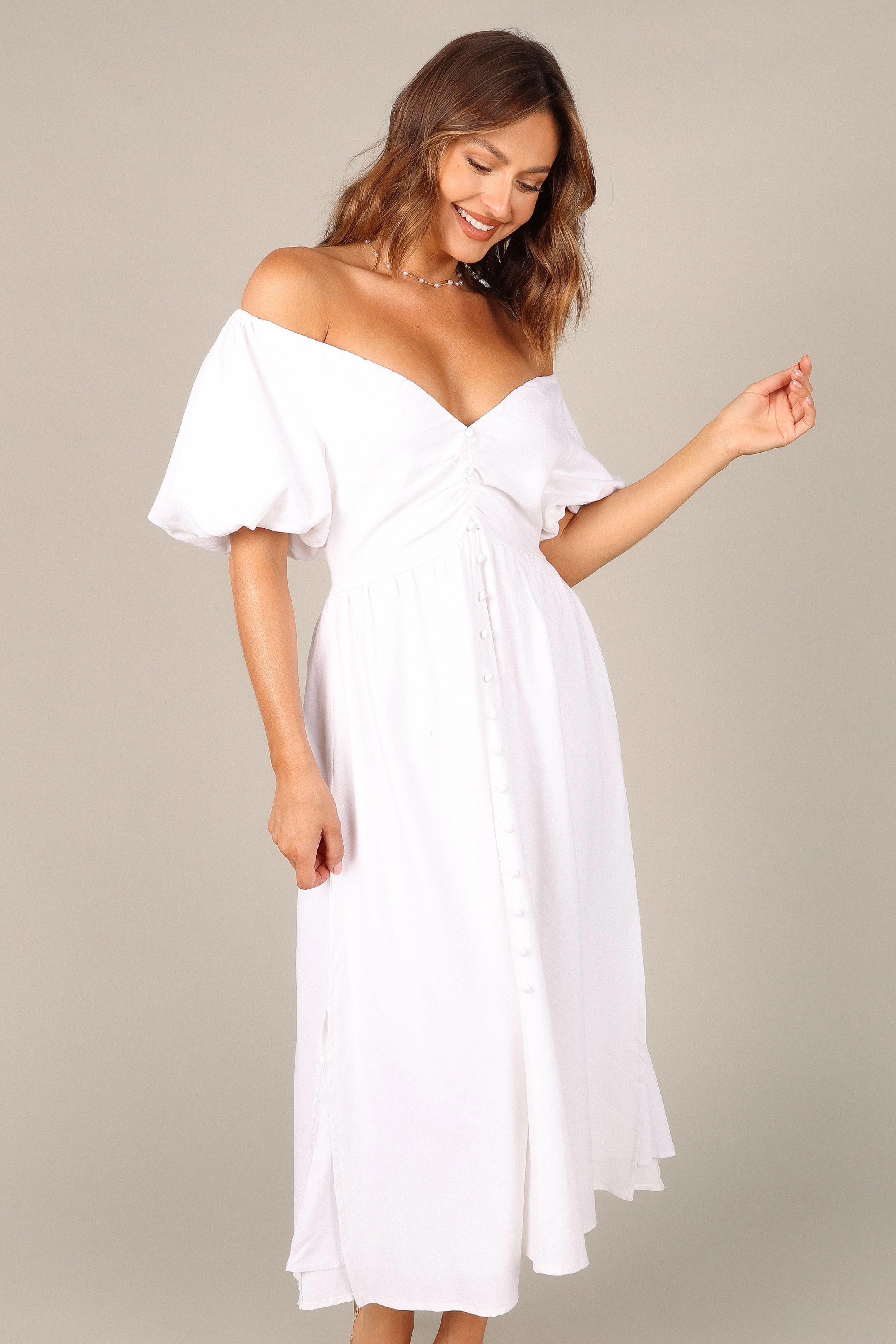 Percie Off Shoulder Dress - White