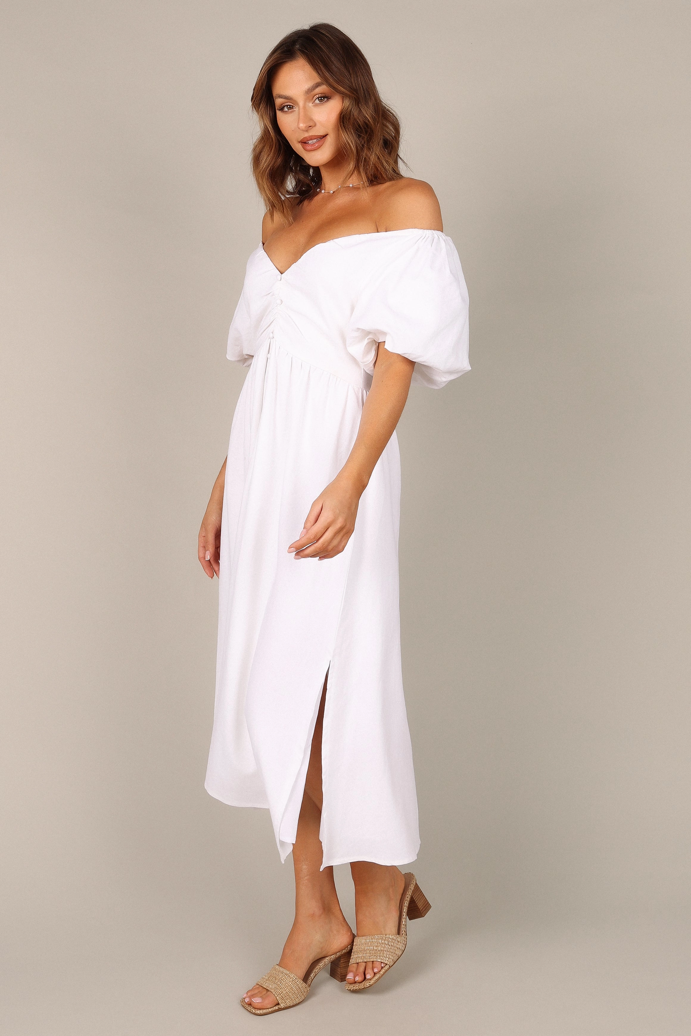 Percie Off Shoulder Dress - White