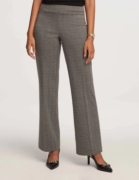 Petite Herringbone Pull On Wide Leg Pants- Sale