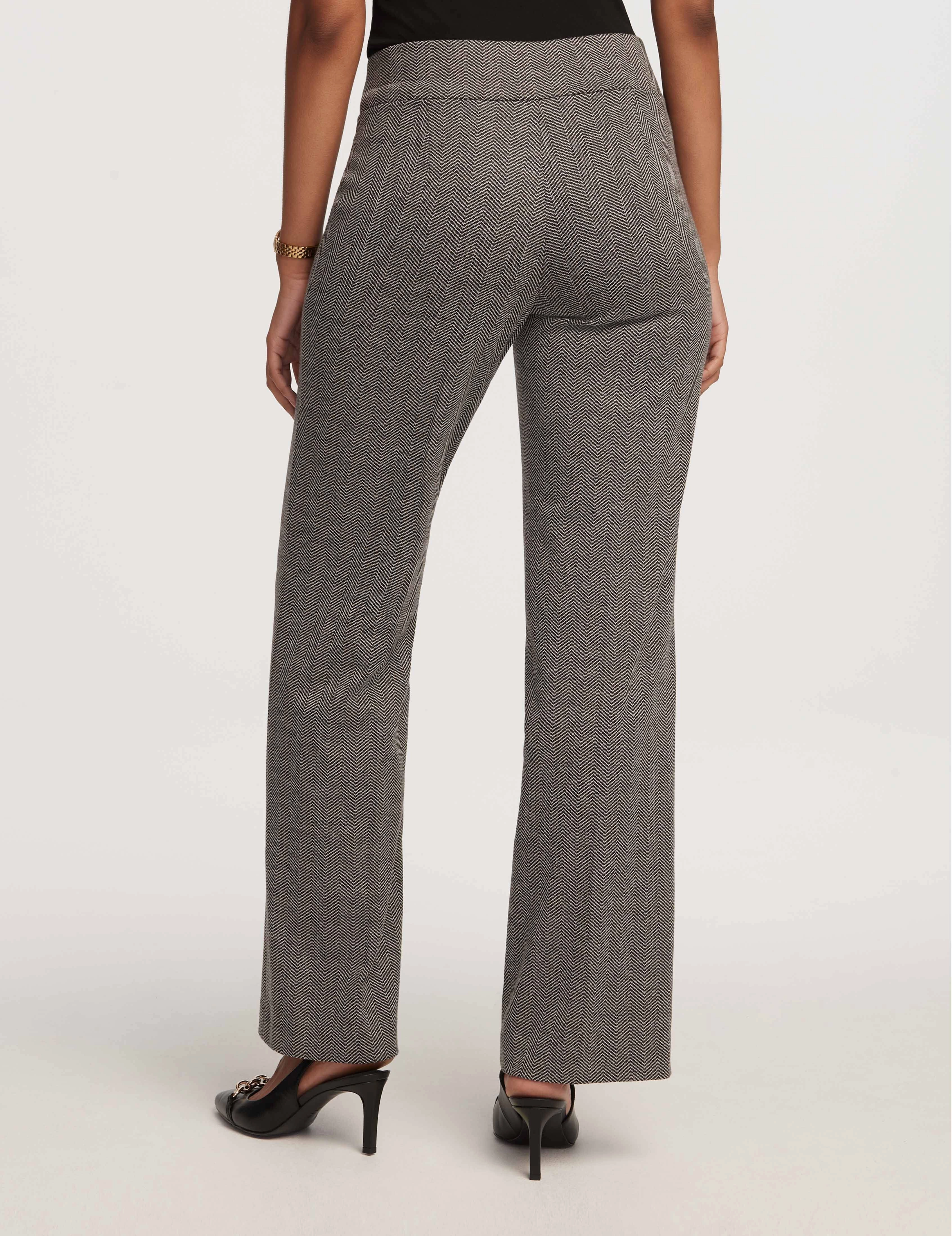 Petite Herringbone Pull On Wide Leg Pants- Sale