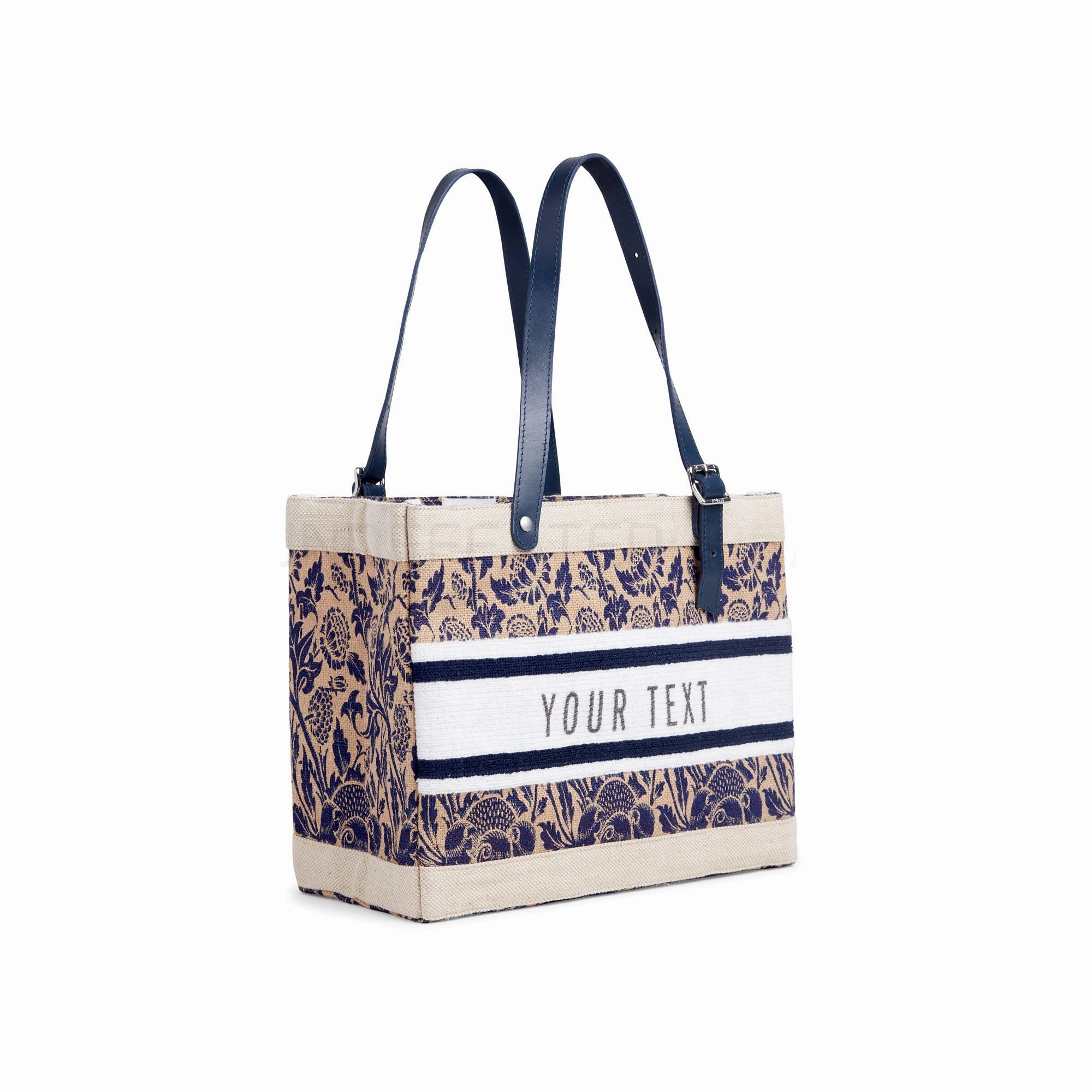 Petite Market Bag in Blue Porcelain with Adjustable Handle