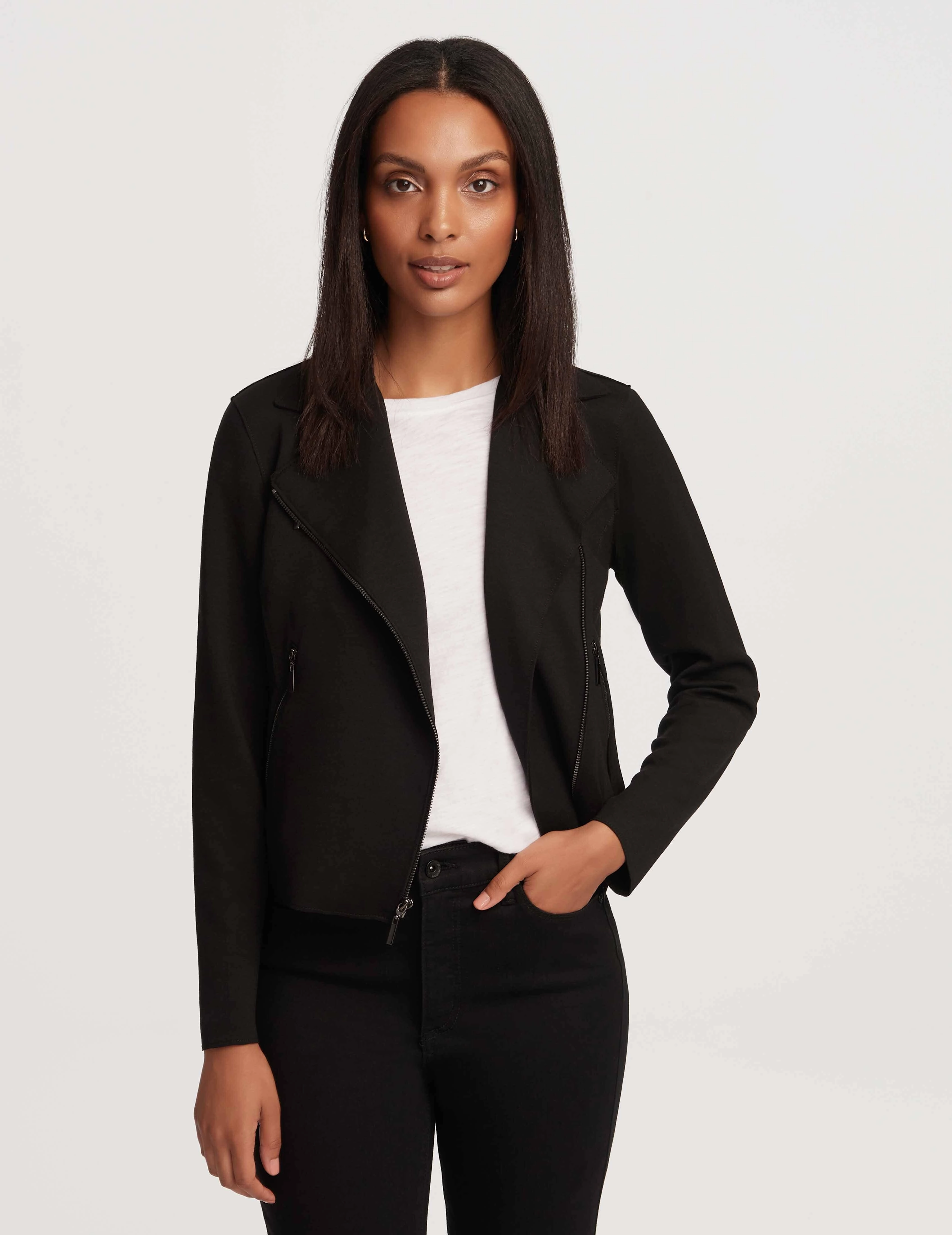 Petite Moto Jacket With Patch Pockets- Sale
