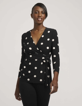 Petite Printed Faux Wrap Top- Sale
