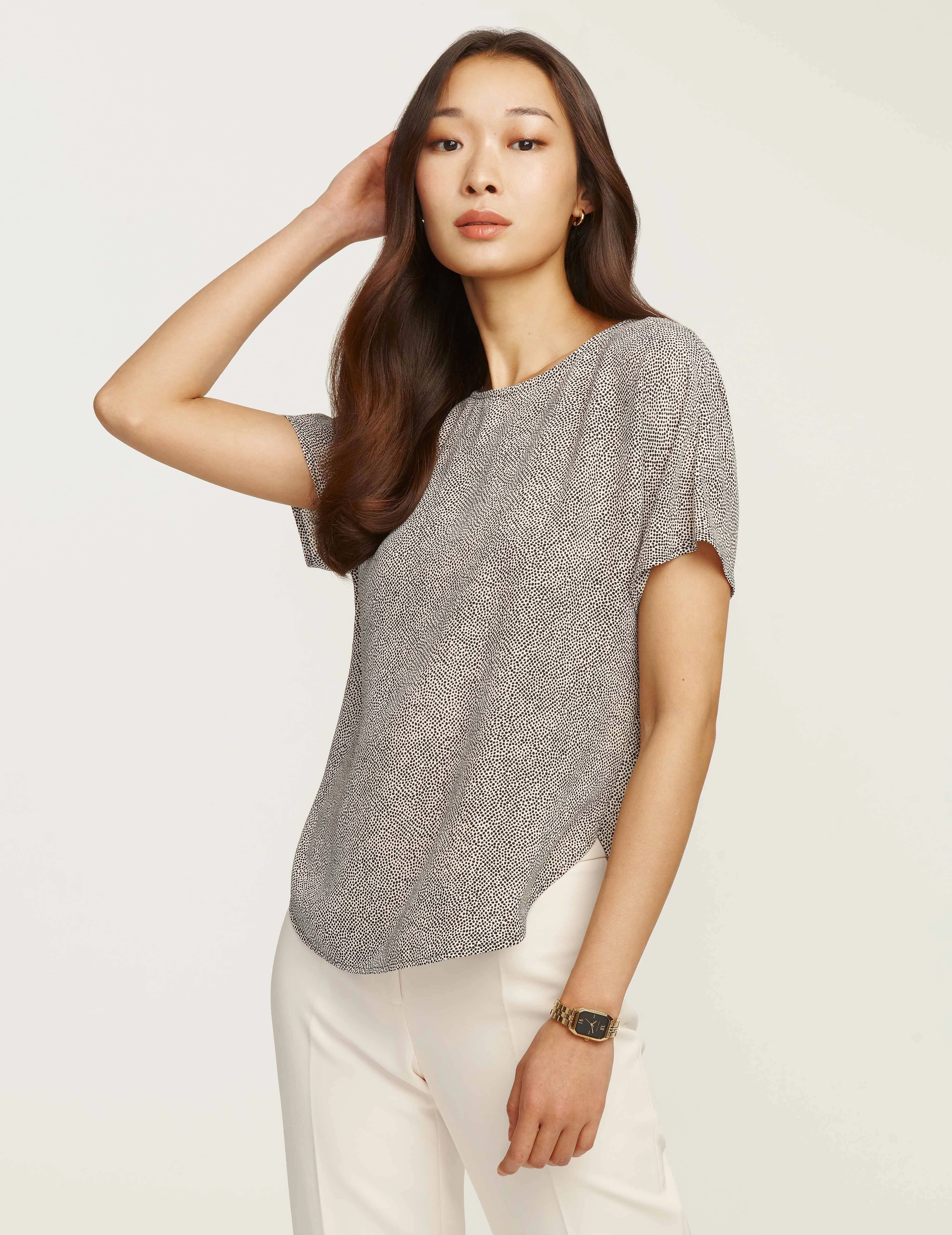 Petite Rambling Mini Dot Bateau Blouse- Sale
