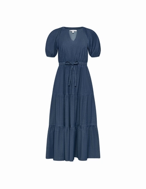 Petite Tiered Puff Sleeve Midi Dress