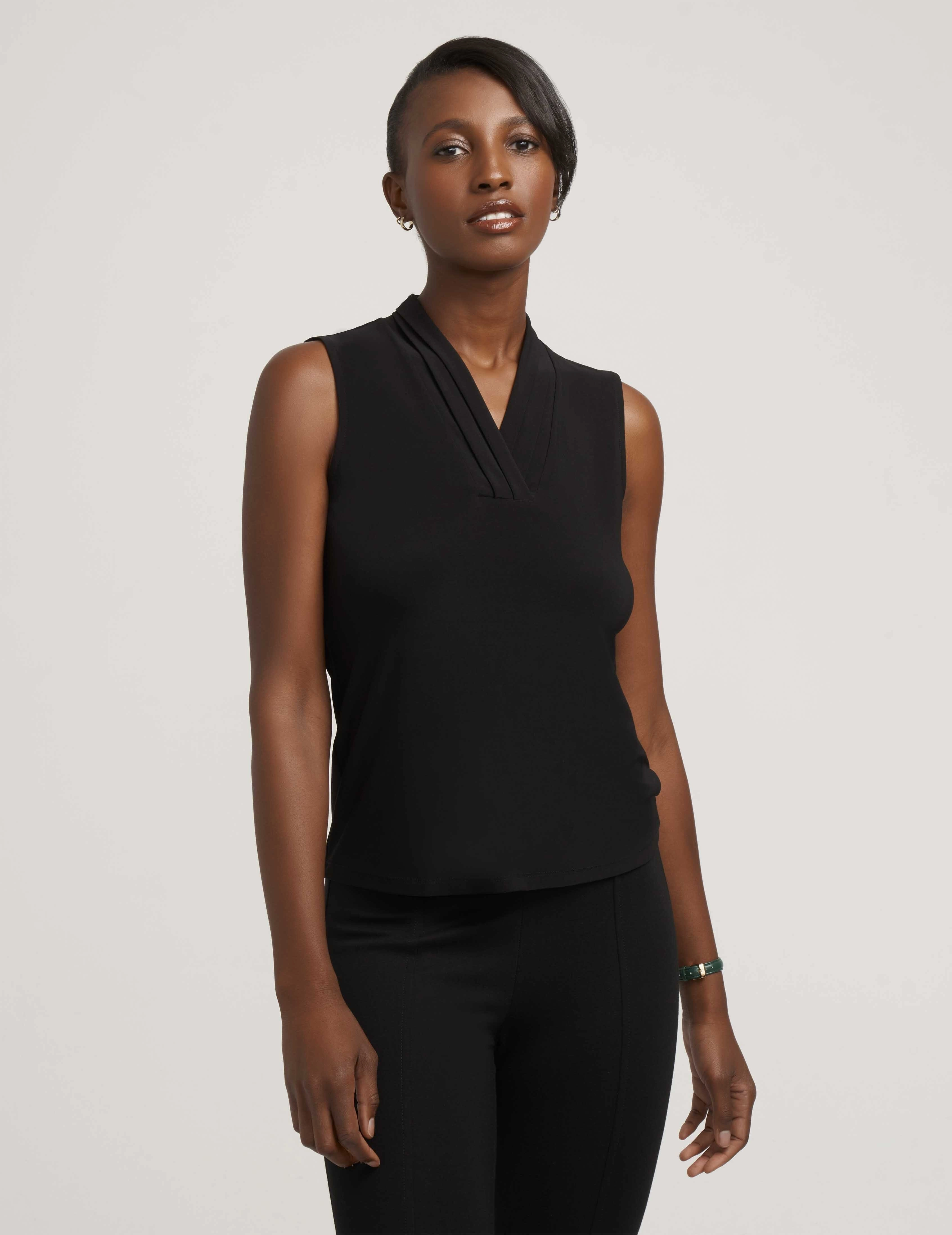 Petite V-Neck Triple Pleat Top- Sale