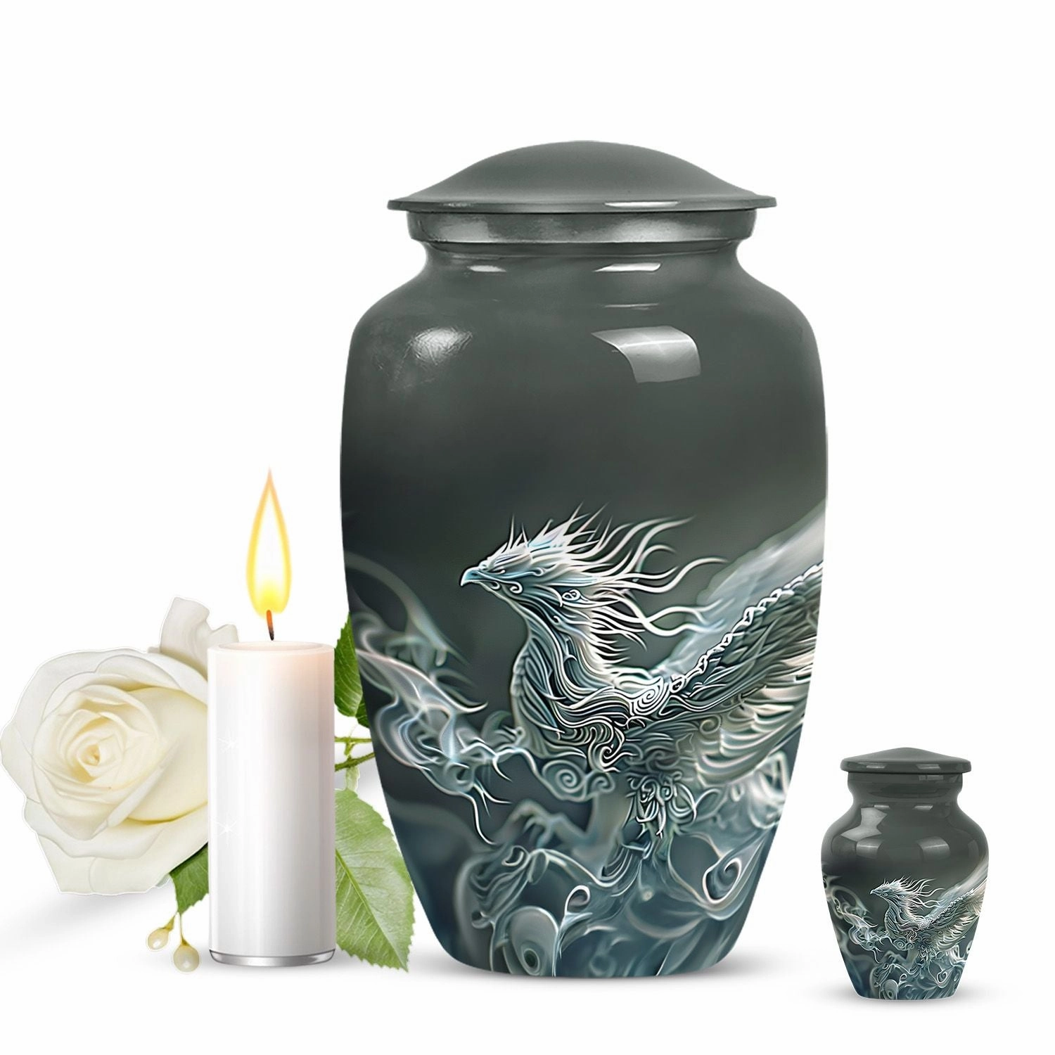 Phoenix Ascend: Premium Aluminium Cremation Urn, A Tribute to Dad