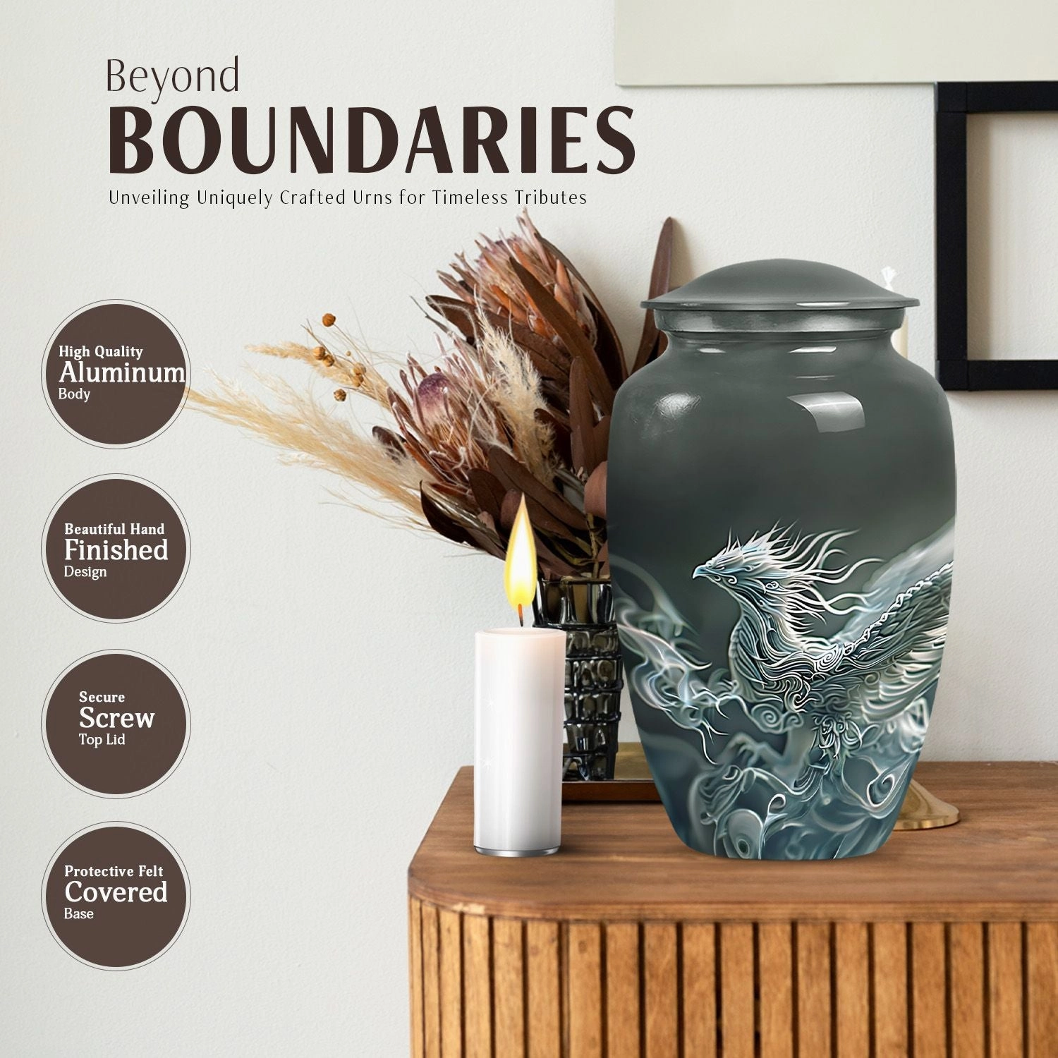 Phoenix Ascend: Premium Aluminium Cremation Urn, A Tribute to Dad