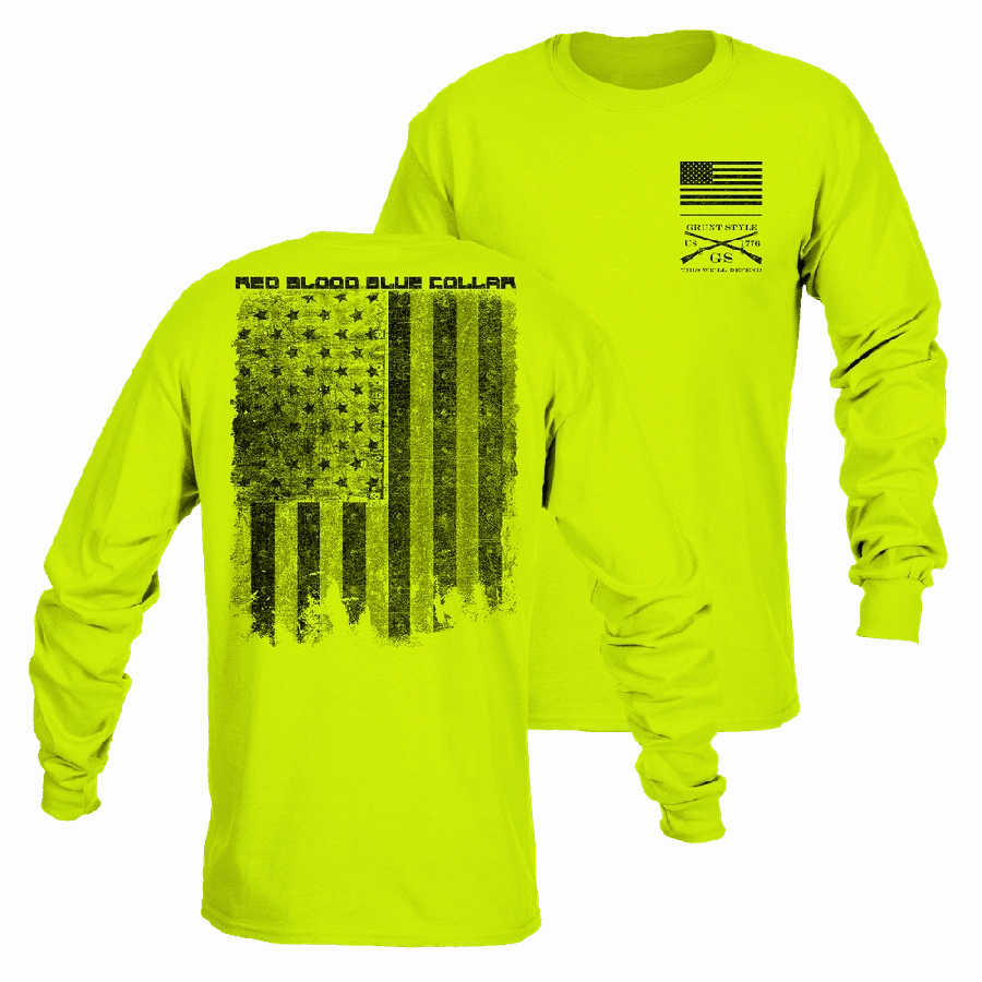 Red Blood Blue Collar® Long Sleeve - Safety Green
