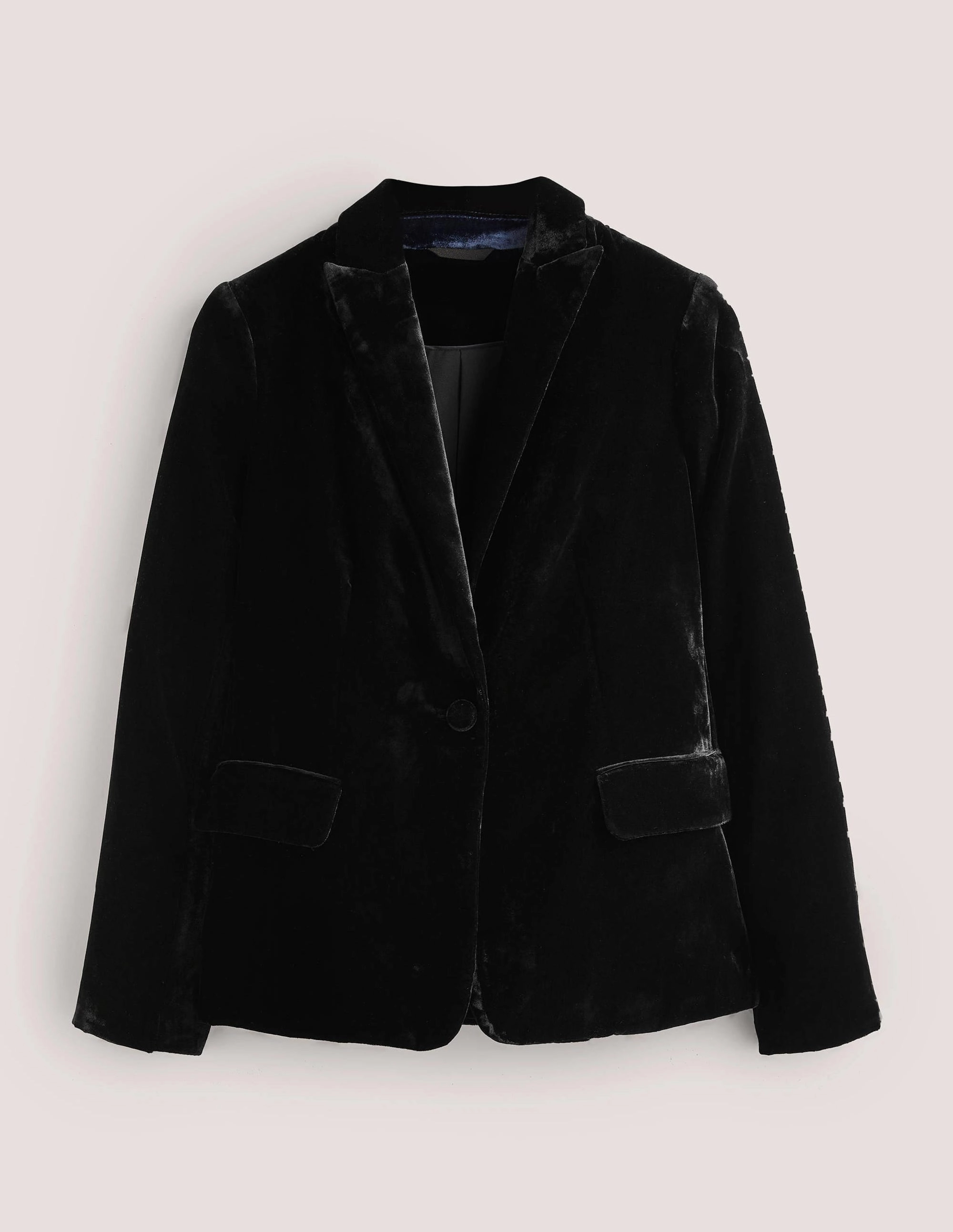 Relaxed Velvet Blazer-Black