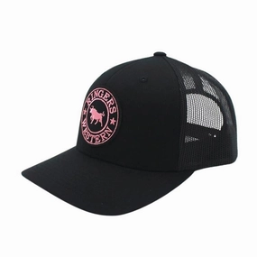 Ringers Western Signature Bull Trucker - Black with Black & Pink Patch
