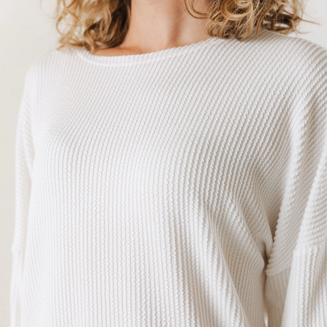 Sabrina Ribbed Pullover, White