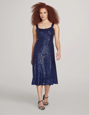 Scooped Neck Sequin Midi Dress- Sale