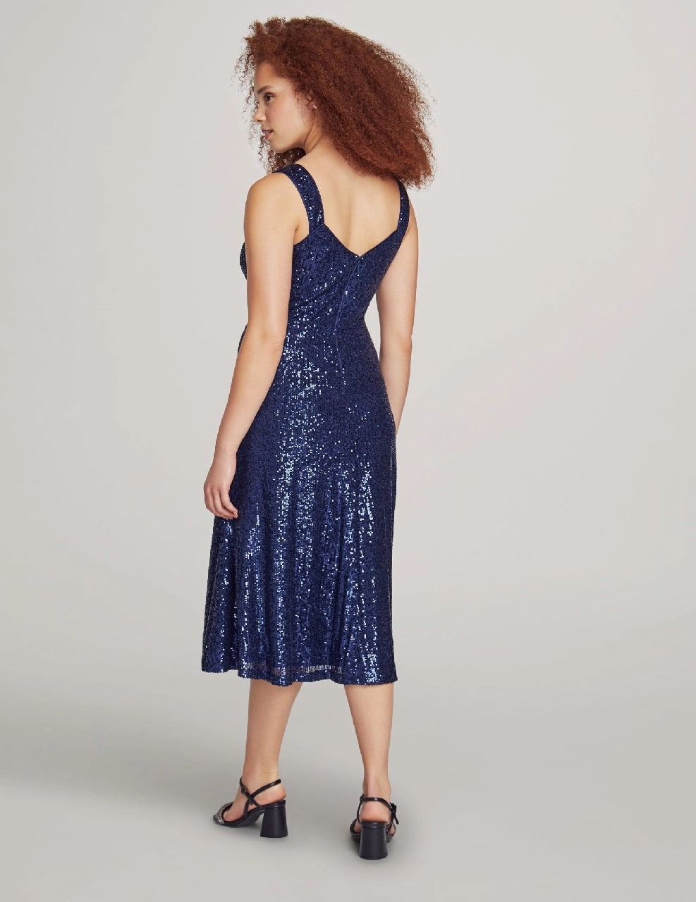 Scooped Neck Sequin Midi Dress- Sale