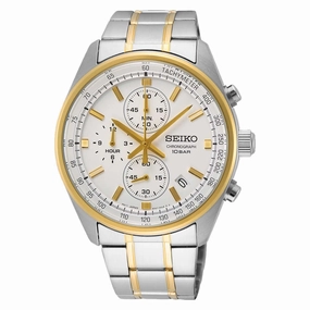 Seiko SSB380P1 White Dial Stainless Steel Chronograph Men‰۪s Watch