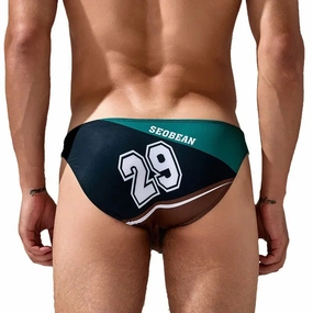 Seobean Number Print Low-Rise Men's Bikini Briefs Sexy Stretch Underwear 230104