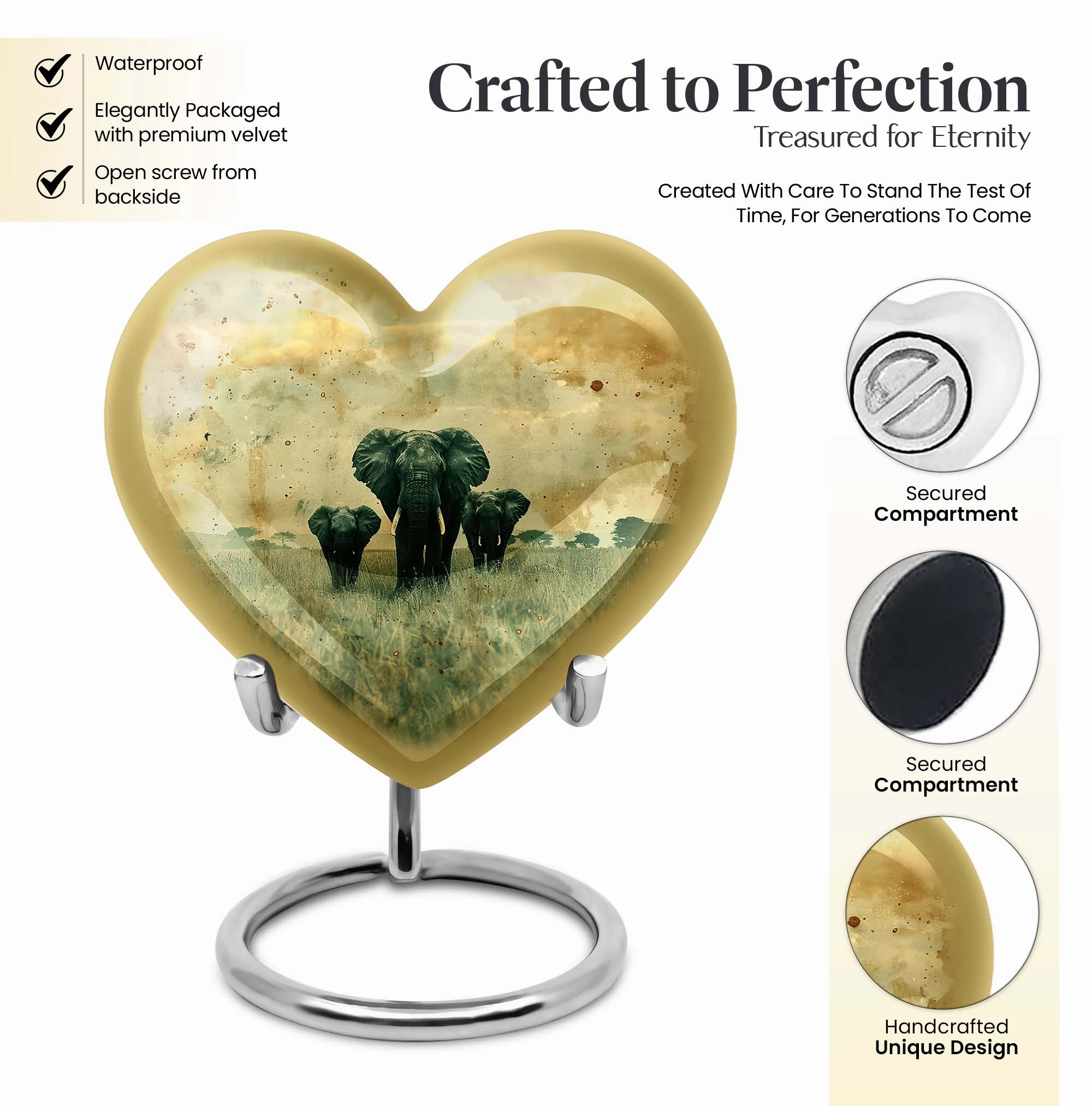 Serene Elephant Cremation Tribute - Funeral Urn for Women