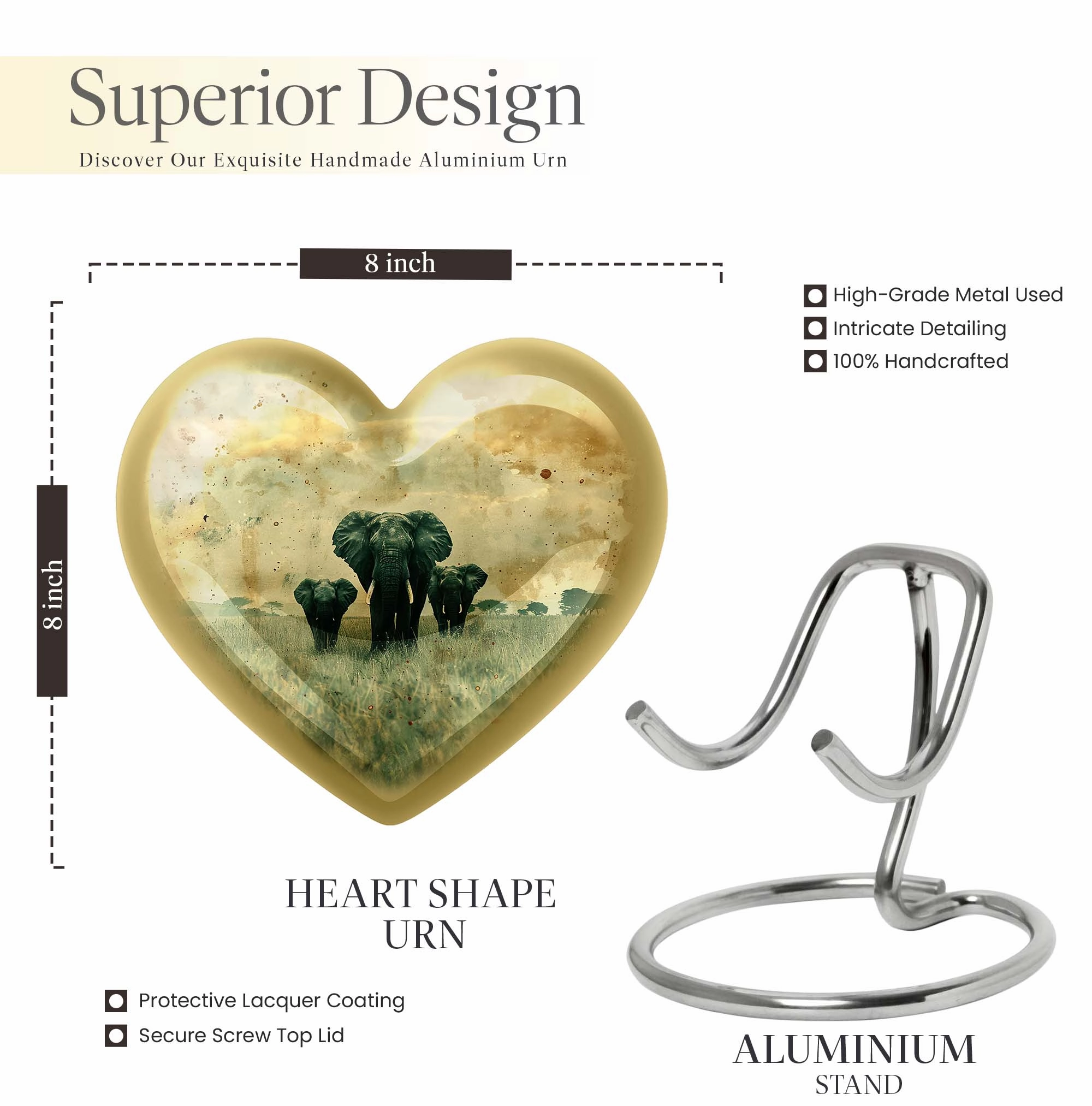 Serene Elephant Cremation Tribute - Funeral Urn for Women