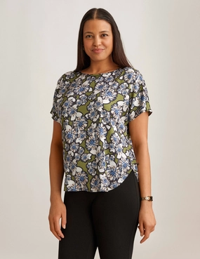 Short Sleeve Blouse With Bateau Neckline - Sale