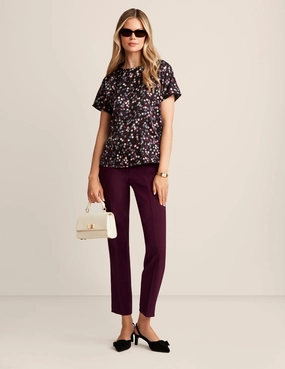 Short Sleeve Blouse With Bateau Neckline - Sale