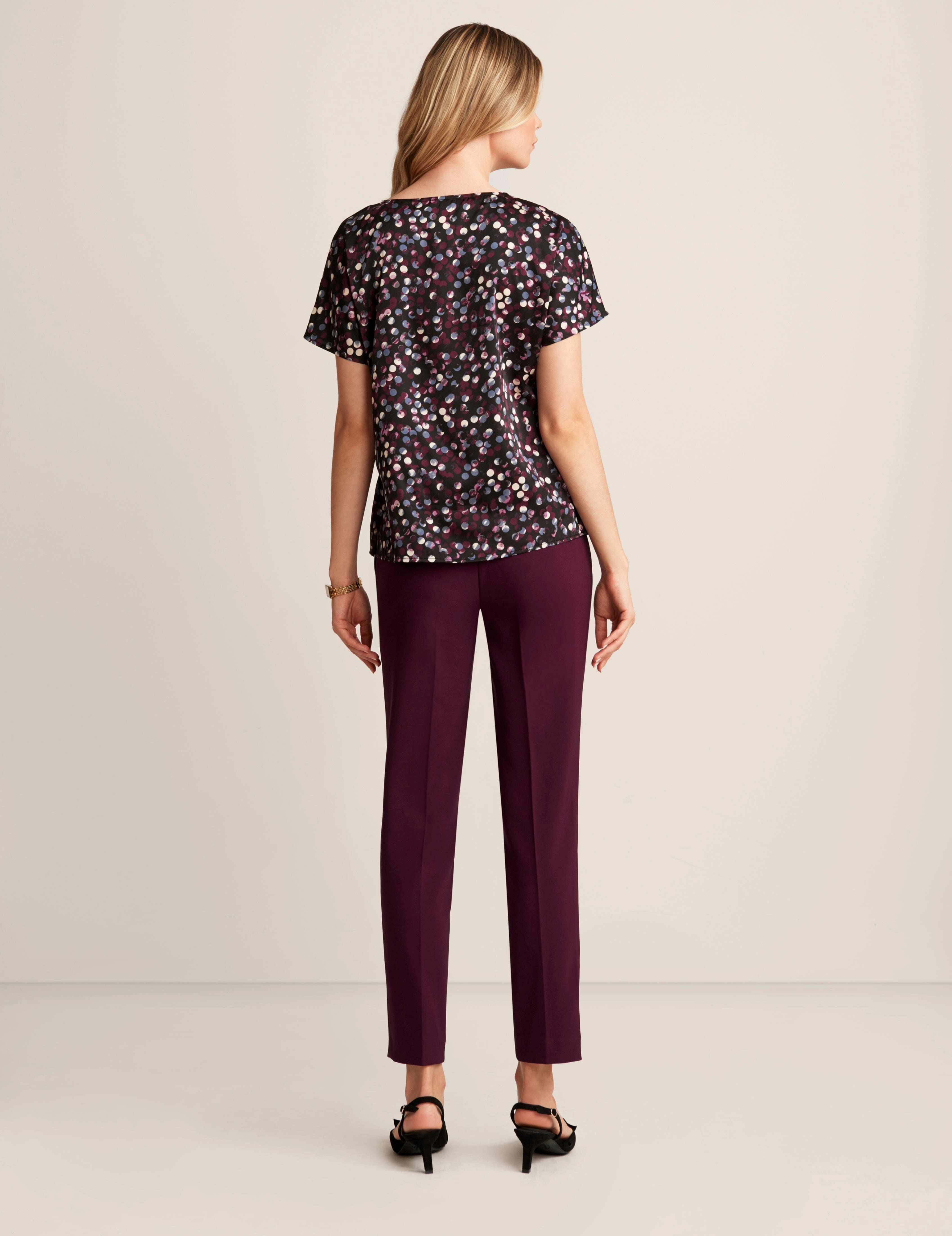 Short Sleeve Blouse With Bateau Neckline - Sale