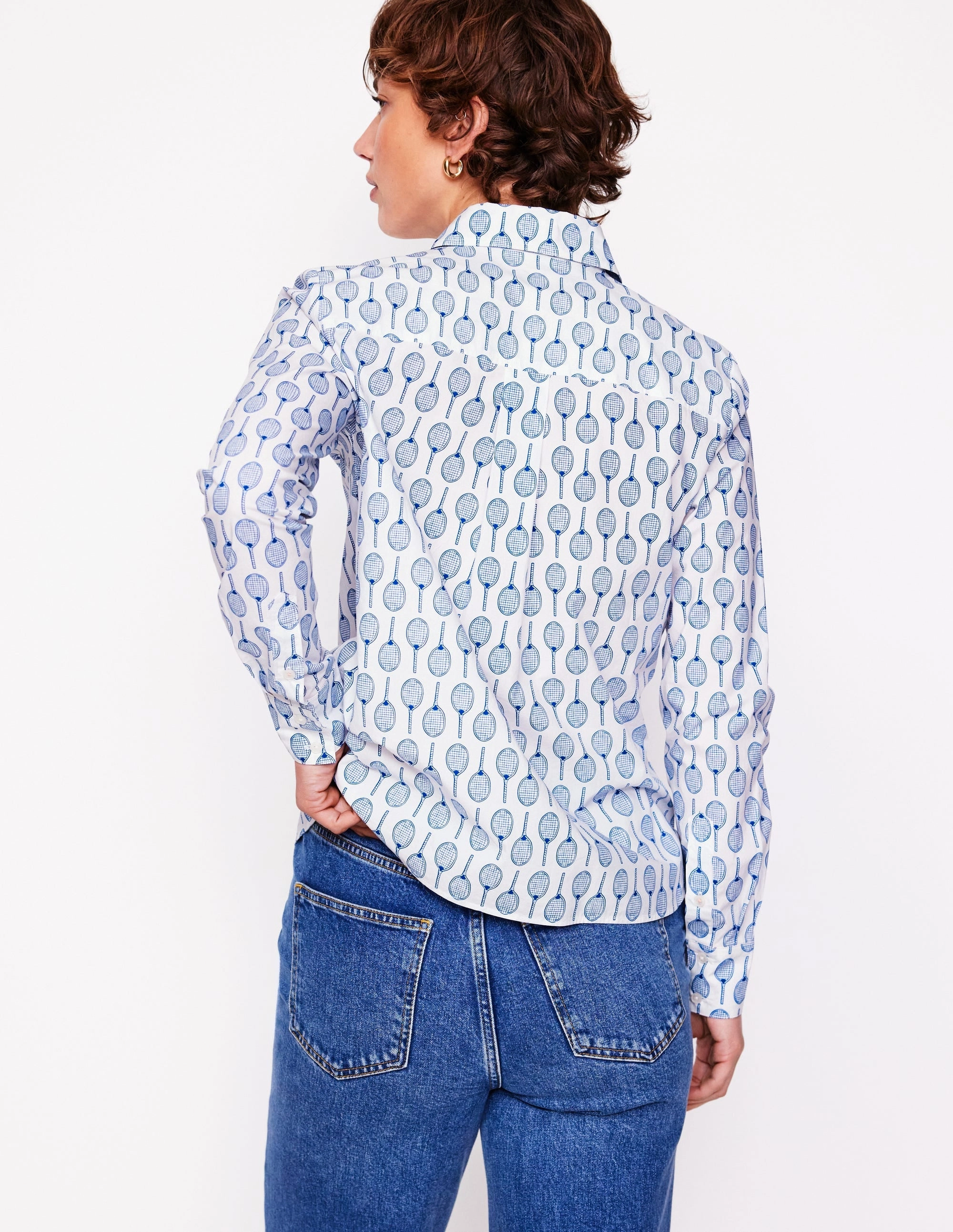 Sienna Cotton Shirt-Ivory. Tennis