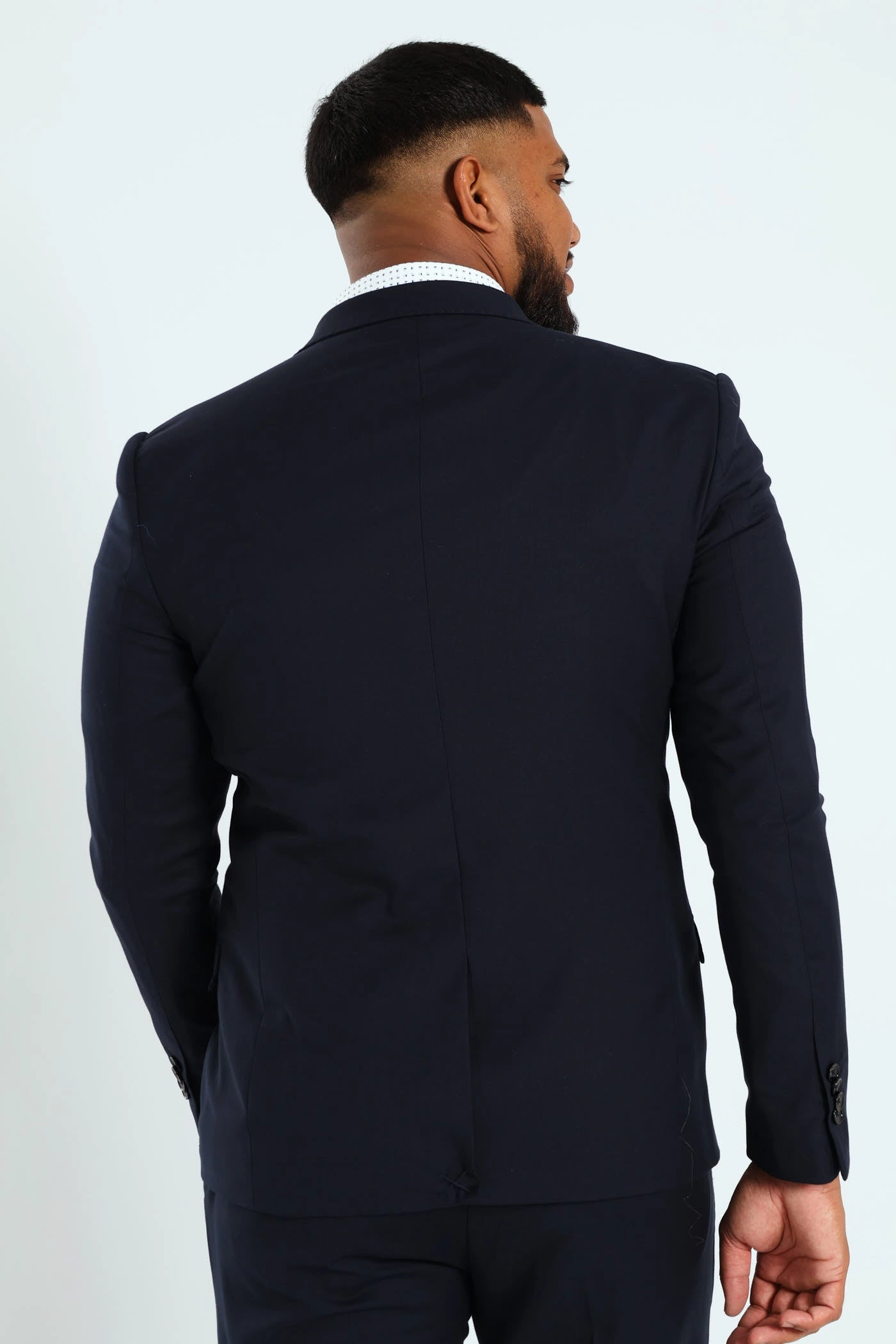 Slim Fit Viscose Blend Jacket - Navy