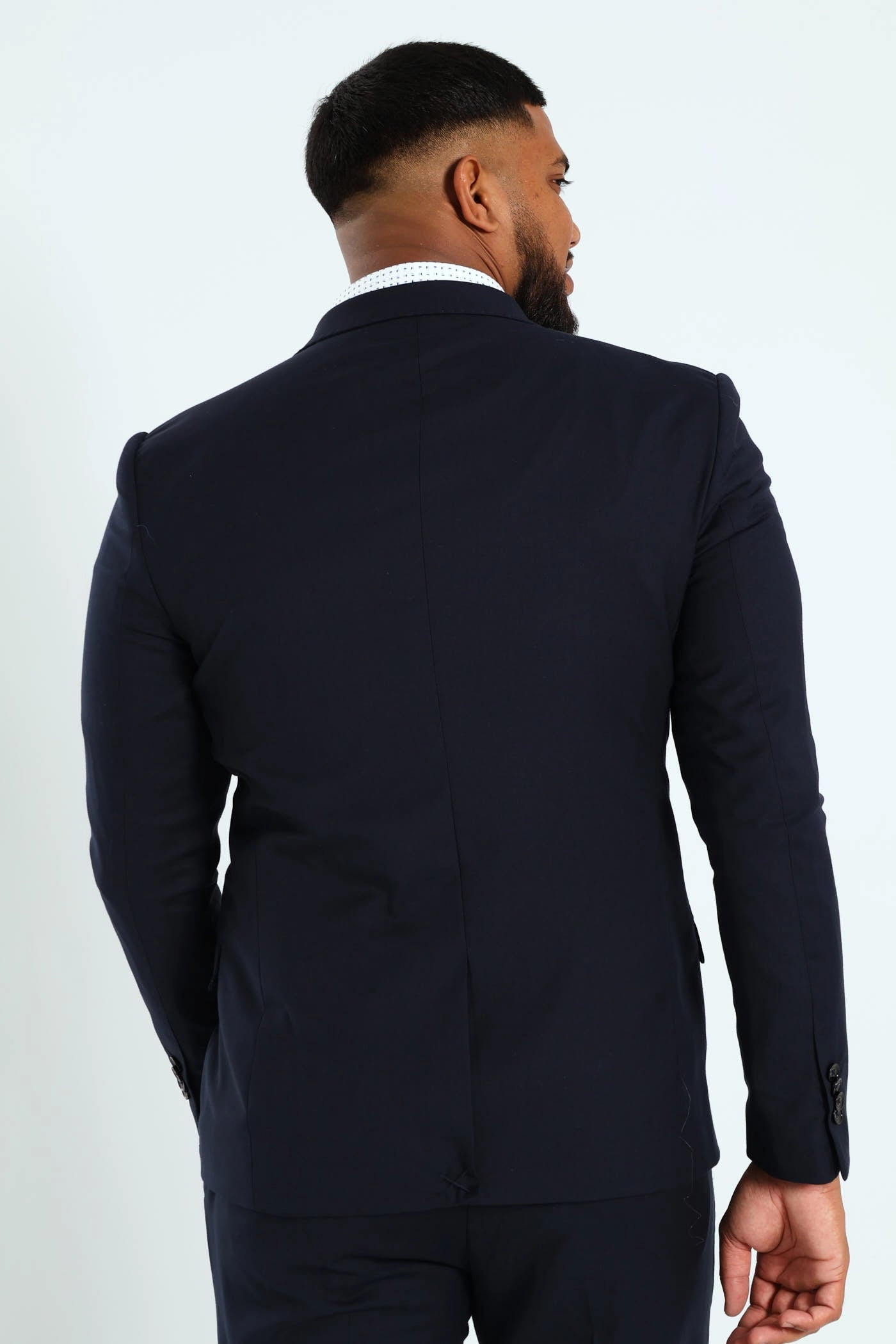 Slim Fit Viscose Blend Jacket - Navy