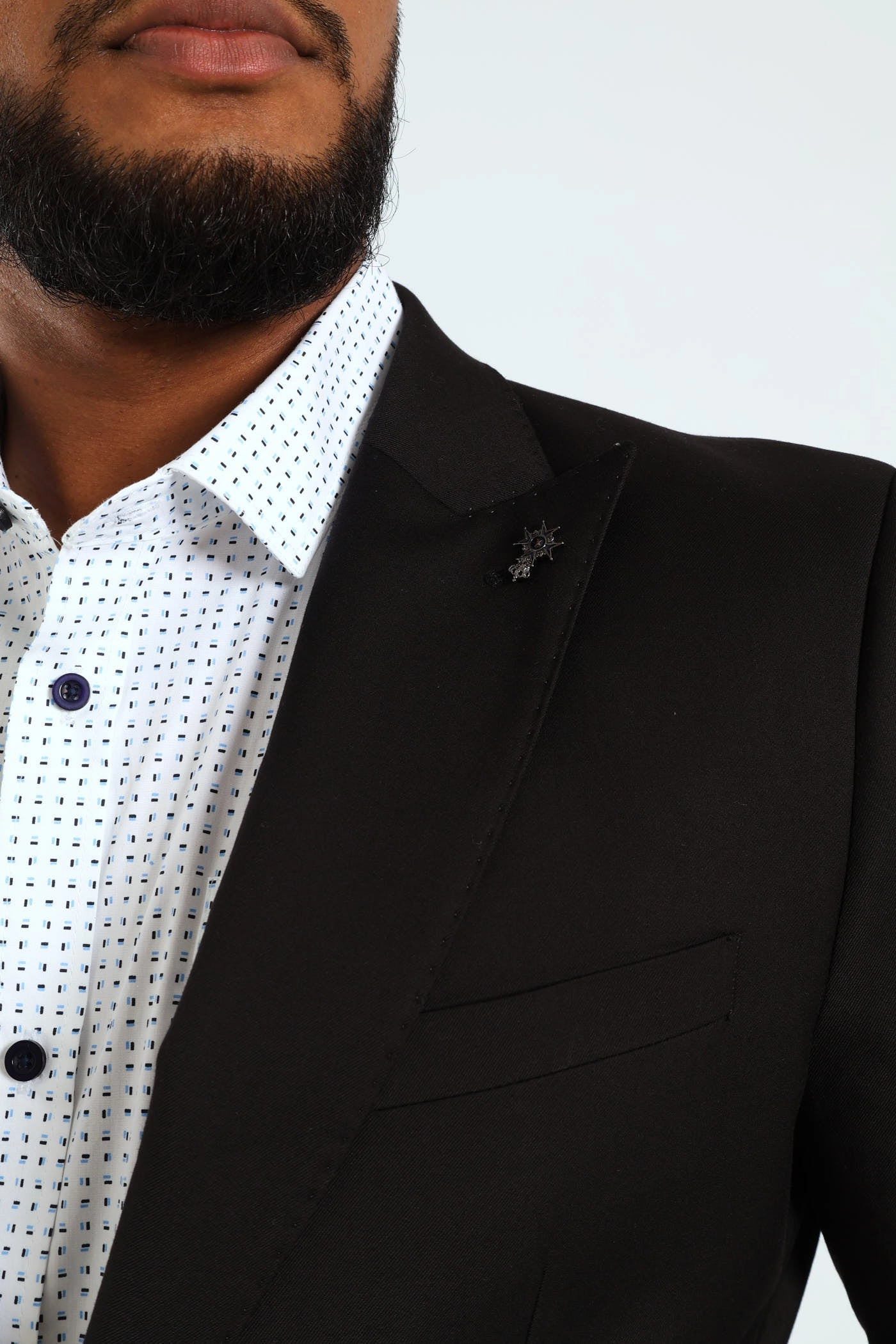 Slim Fit Viscose Blend Jackets - Black