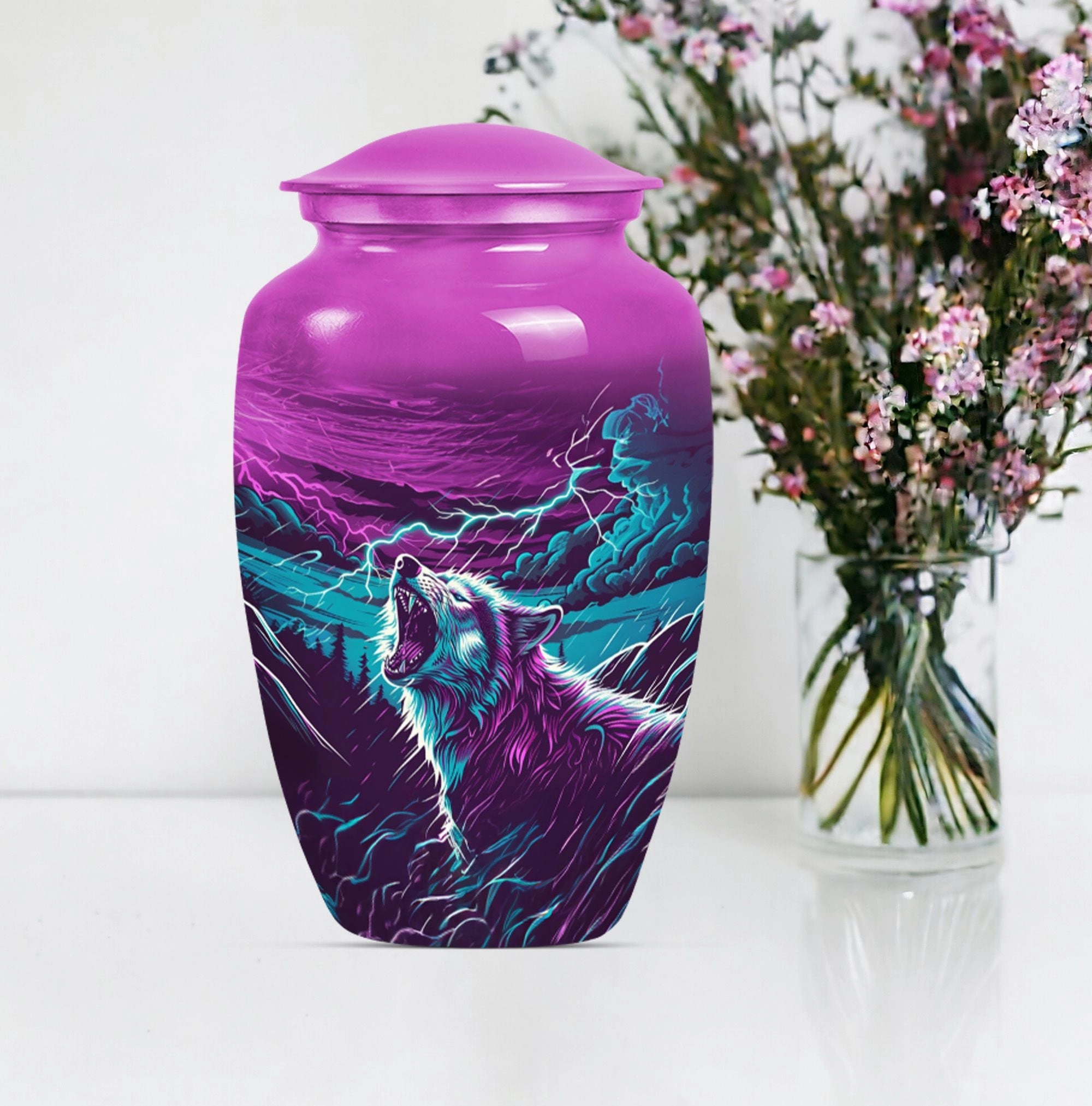 Solemn Serenity Wolf Urn - Cremation Urn with Timeless Elegance