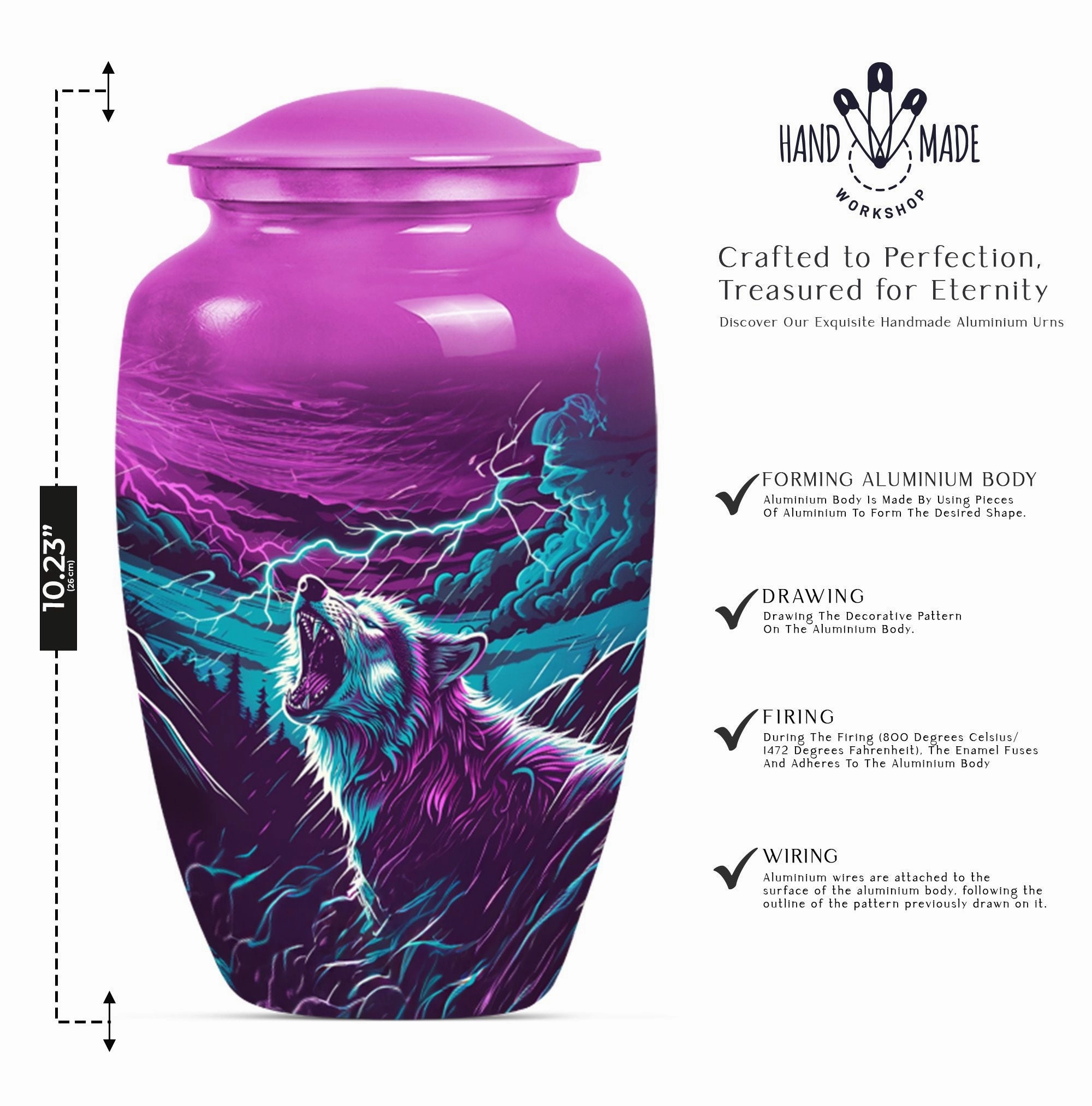 Solemn Serenity Wolf Urn - Cremation Urn with Timeless Elegance