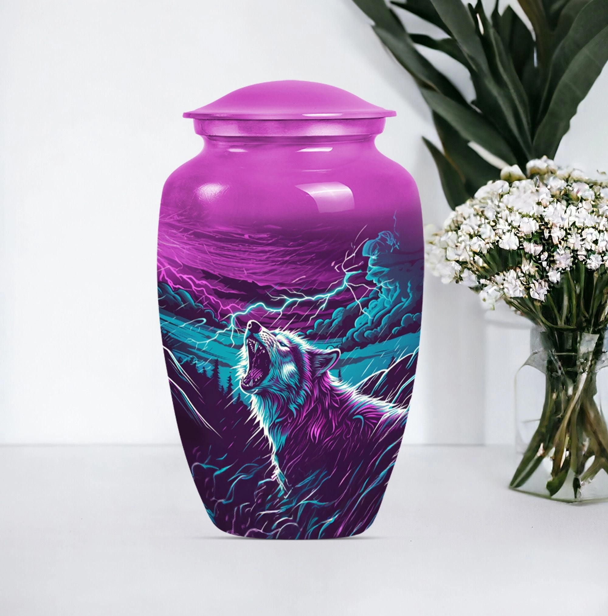 Solemn Serenity Wolf Urn - Cremation Urn with Timeless Elegance