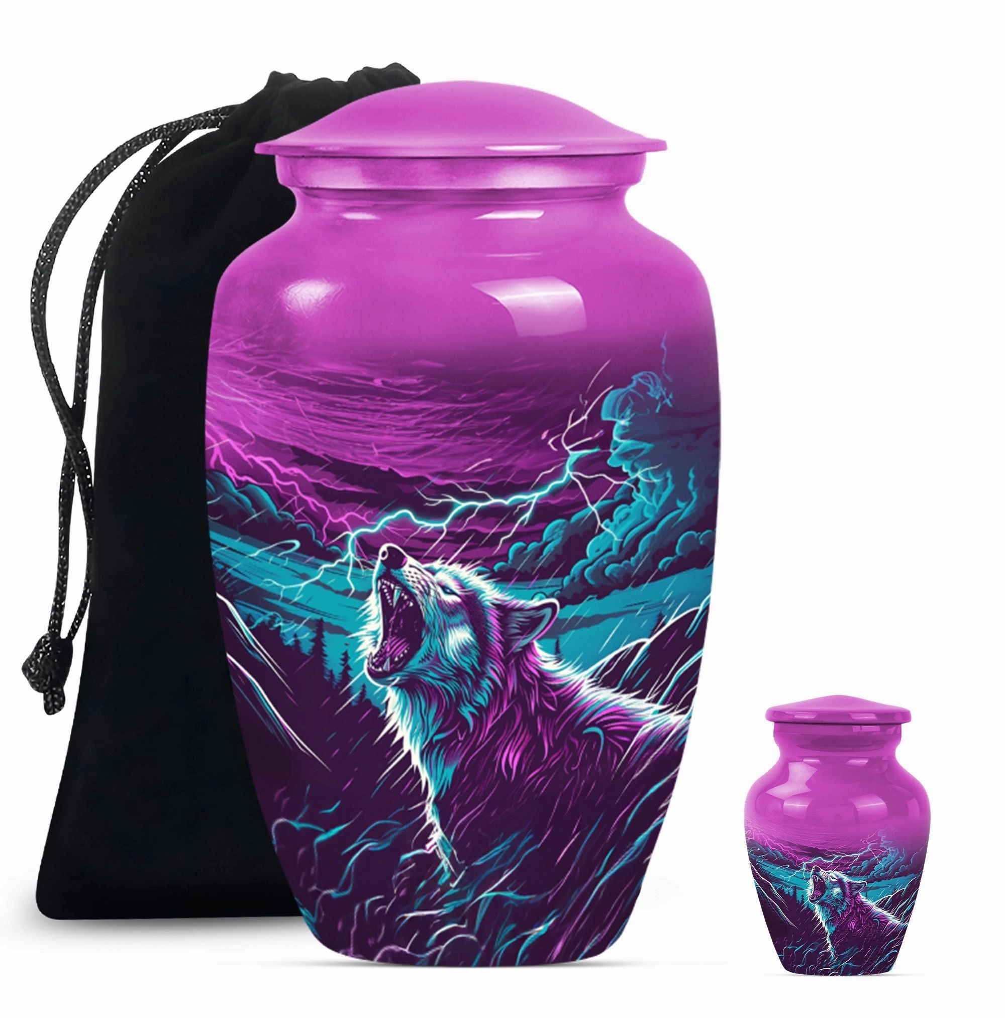 Solemn Serenity Wolf Urn - Cremation Urn with Timeless Elegance