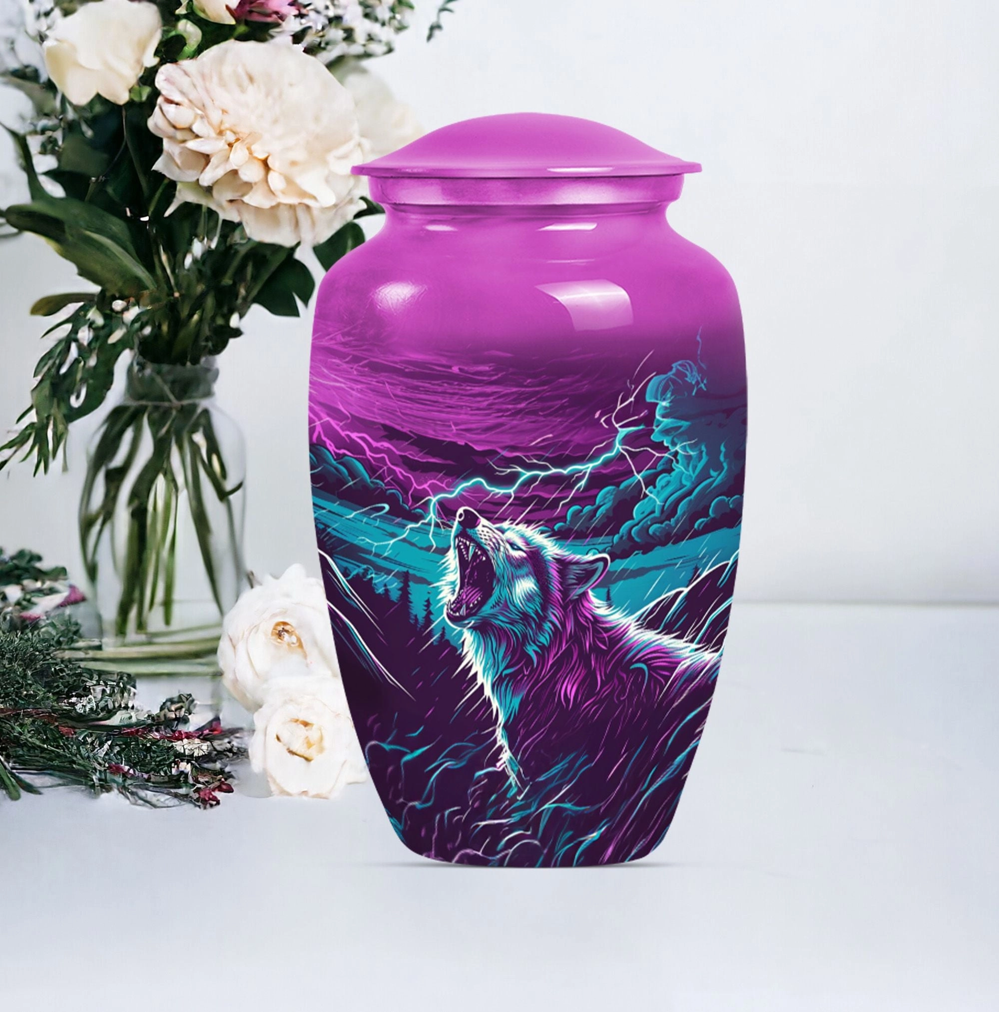 Solemn Serenity Wolf Urn - Cremation Urn with Timeless Elegance