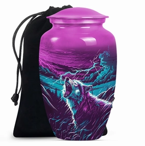 Solemn Serenity Wolf Urn - Cremation Urn with Timeless Elegance